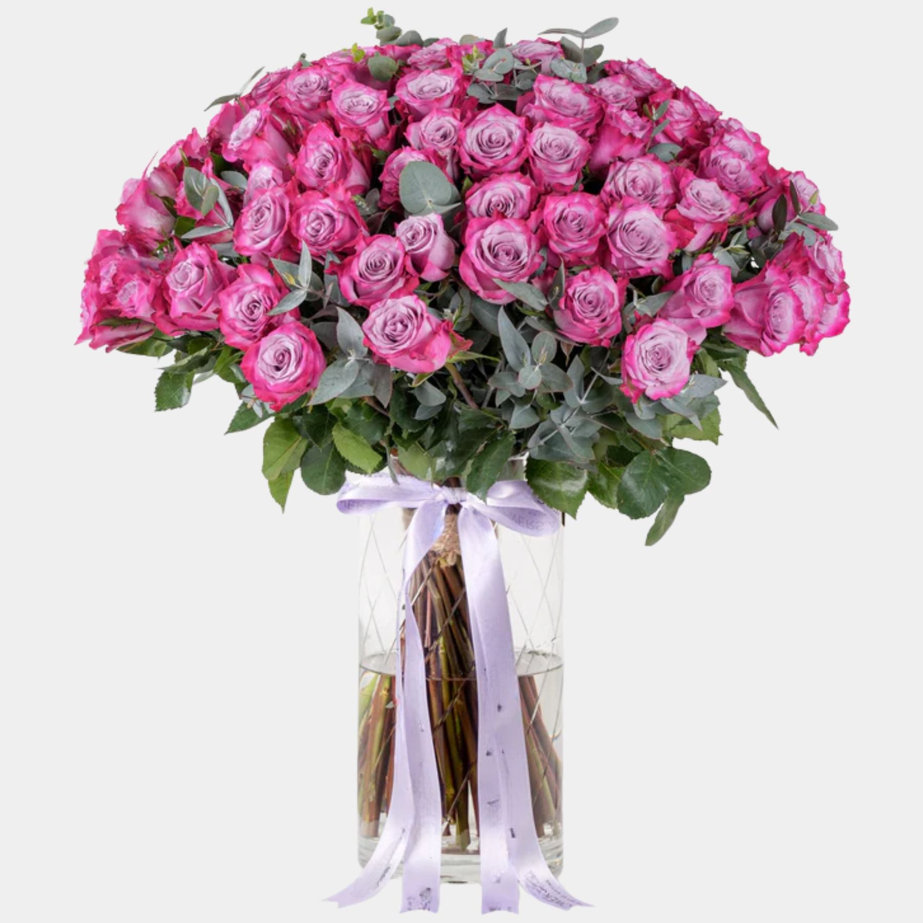 100 Luxury Purple Roses Vase