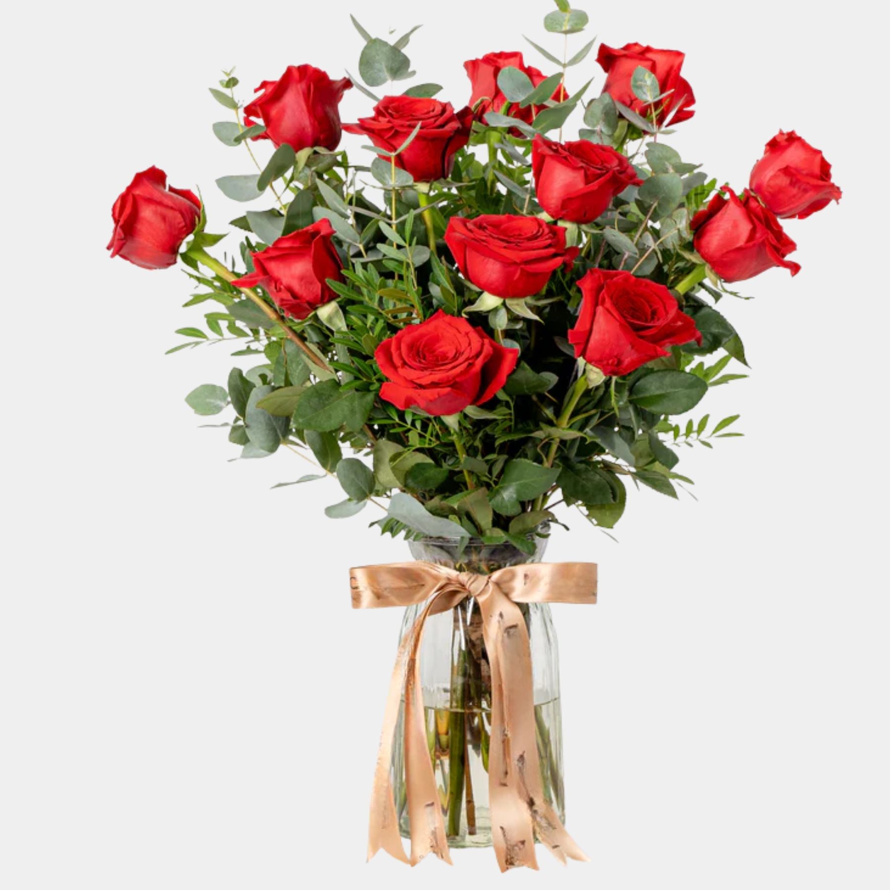 12 Red Roses Vase