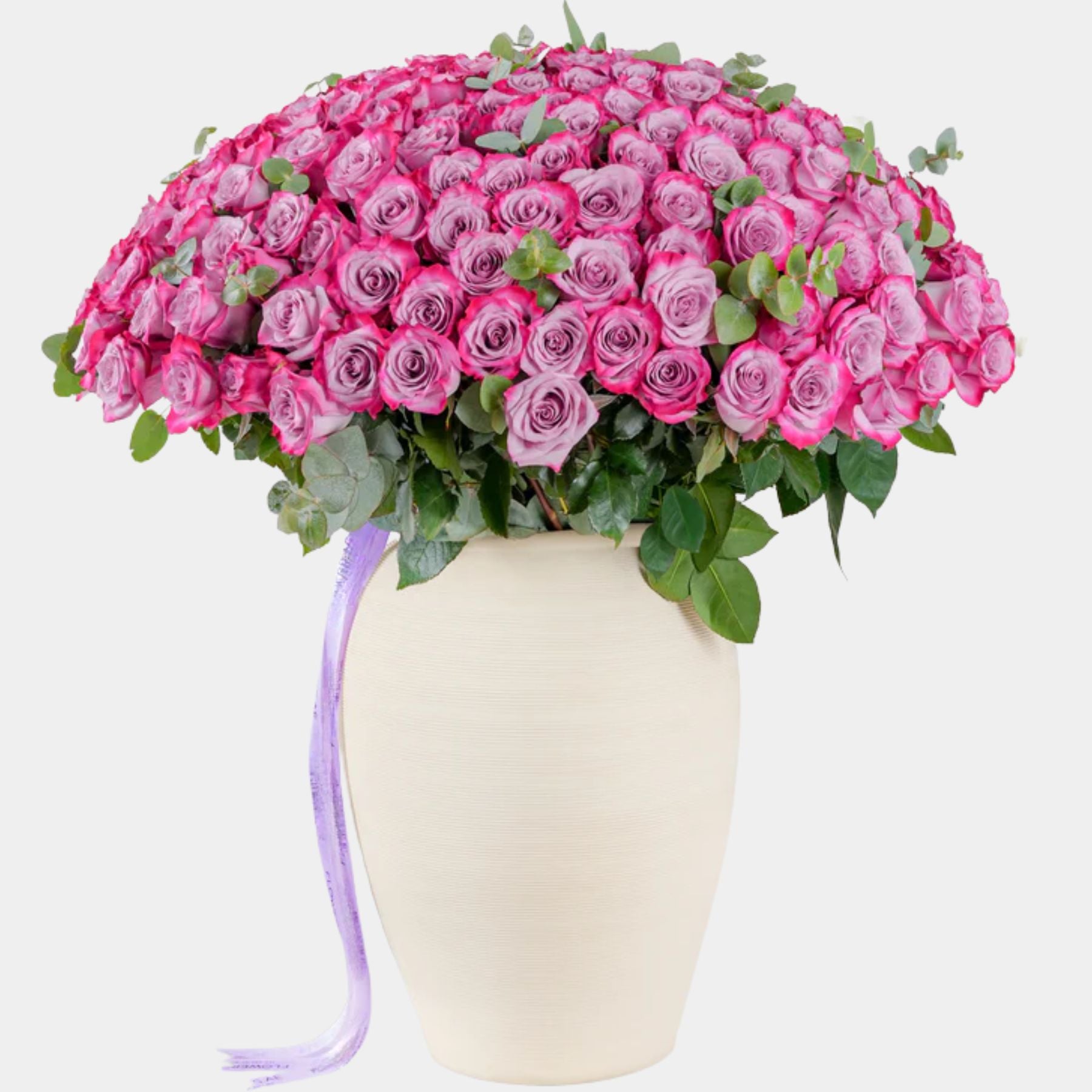 150 Luxury Purple Roses Vase