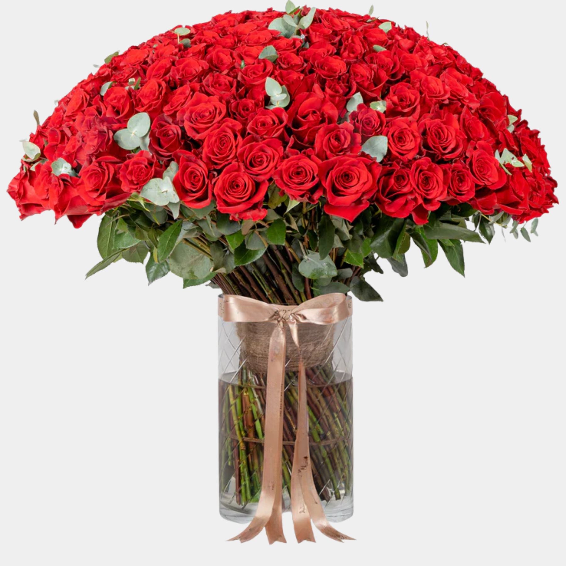 150 Luxury Red Roses Vase