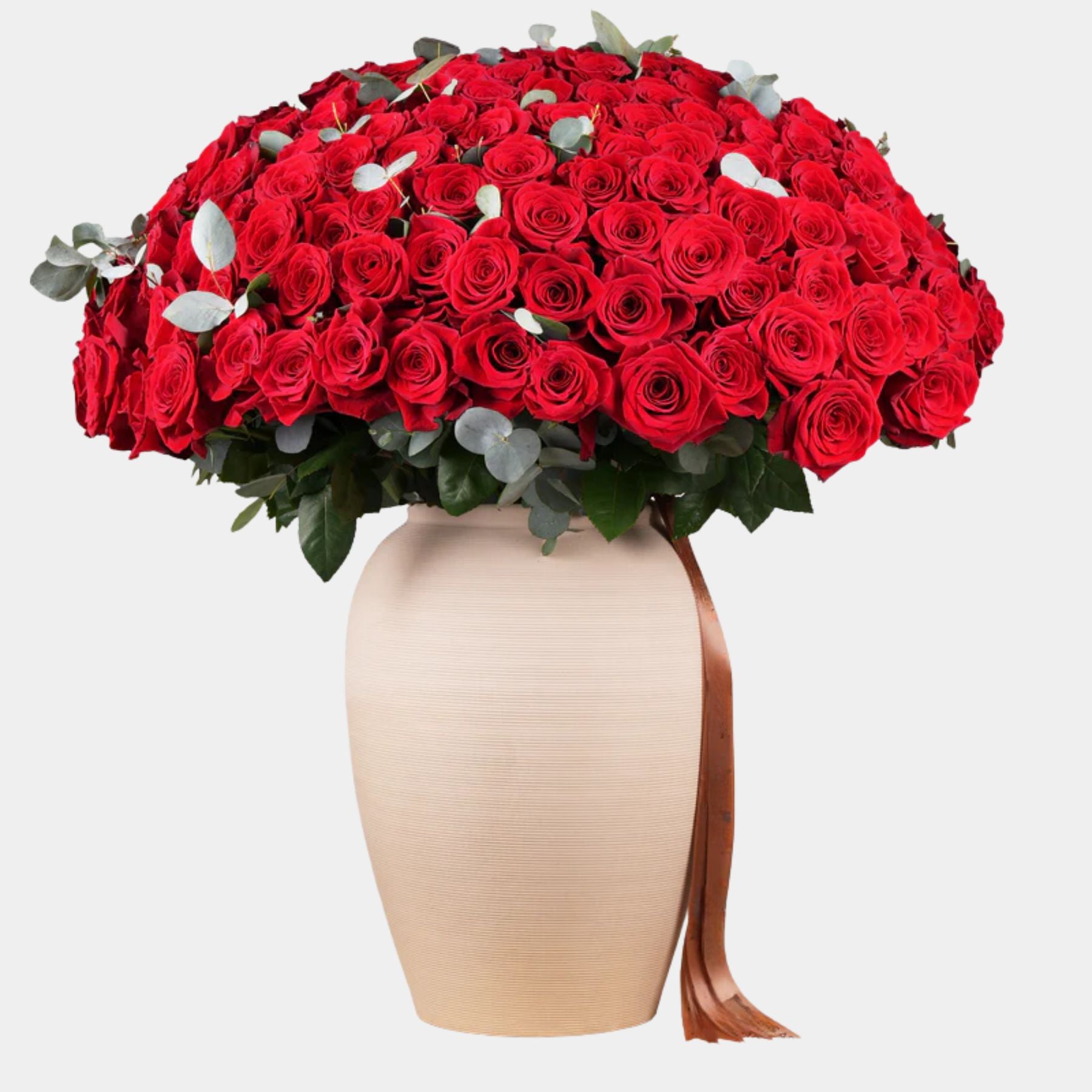 200 Luxury Red Roses Vase