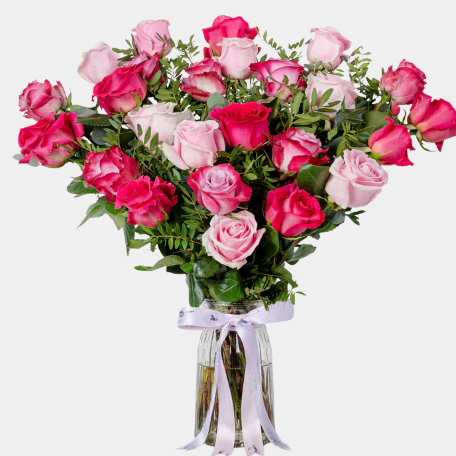 25 Blush Roses Vase