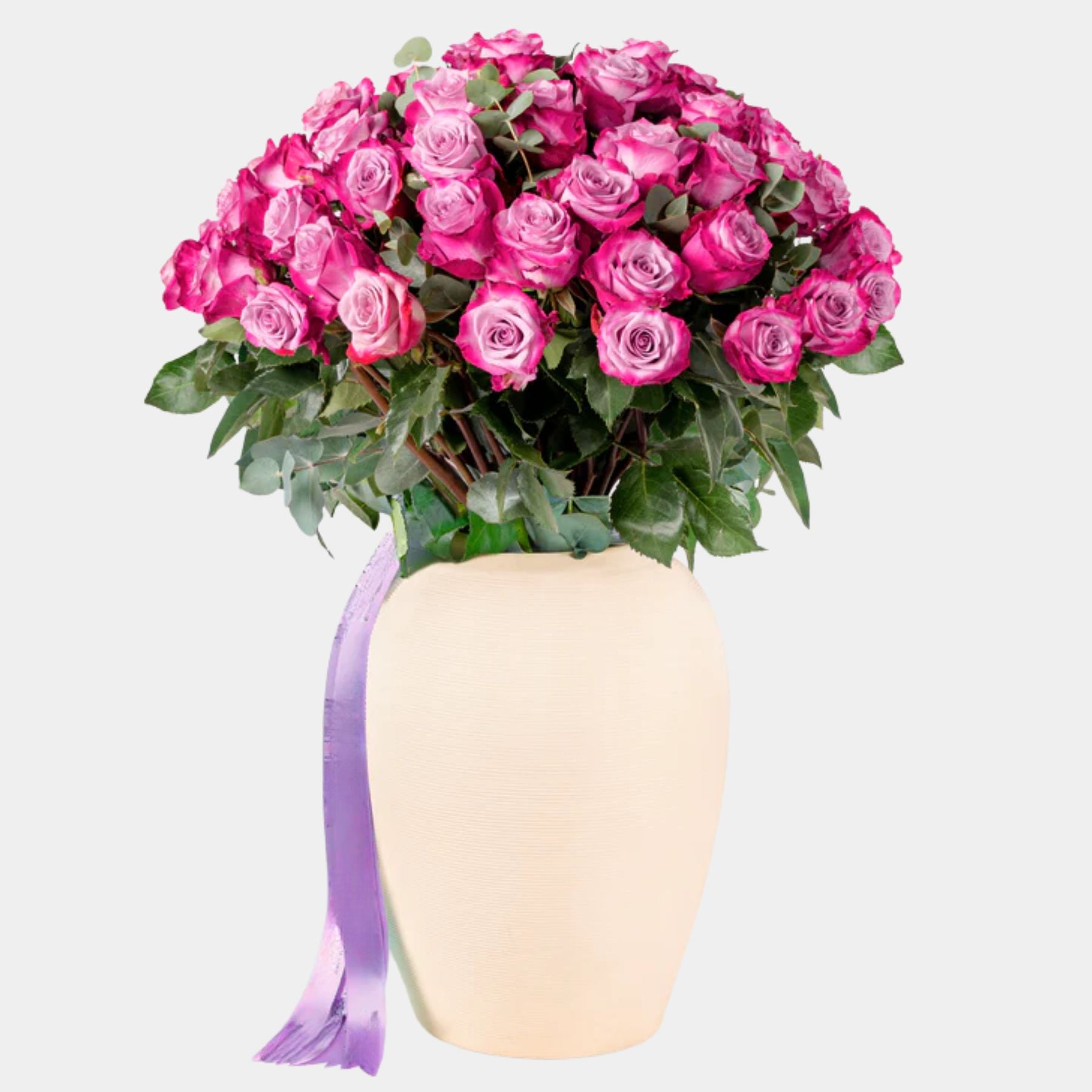 50 Purple Roses Vase