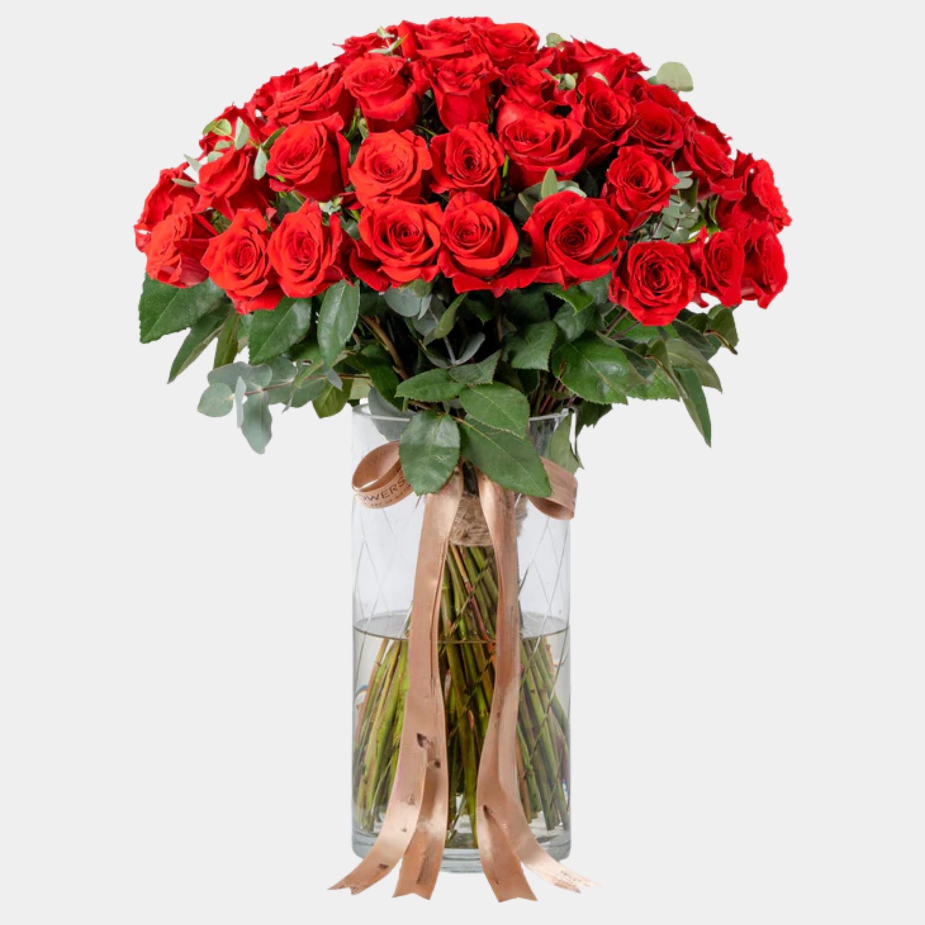 50 Red Roses Vase
