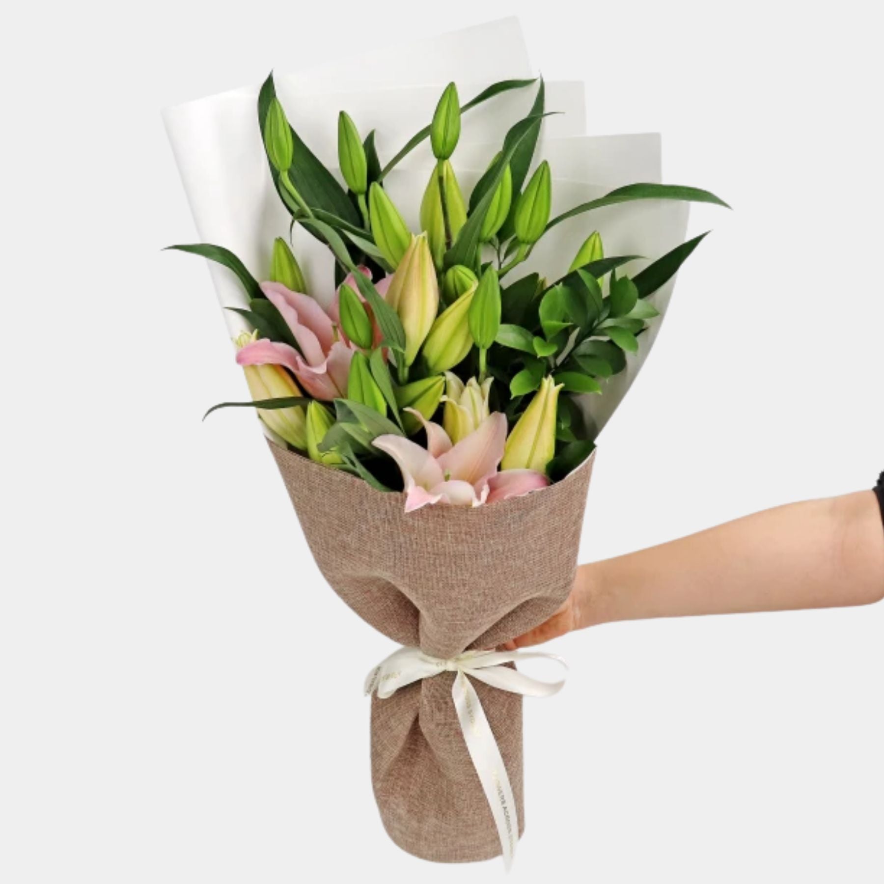 Bouquet of 5 Pink Oriental Lily