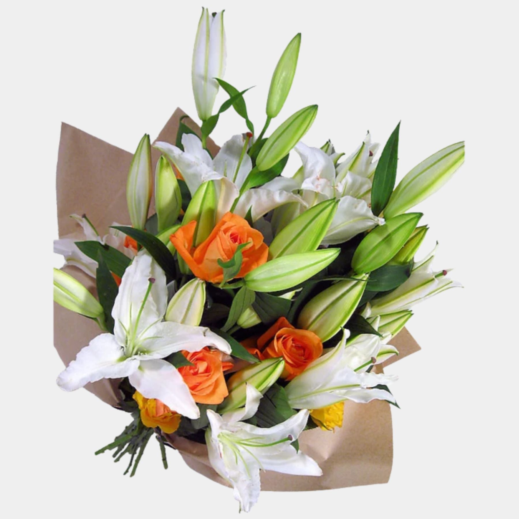 Bouquet of Roses and 10 Oriental Lilies