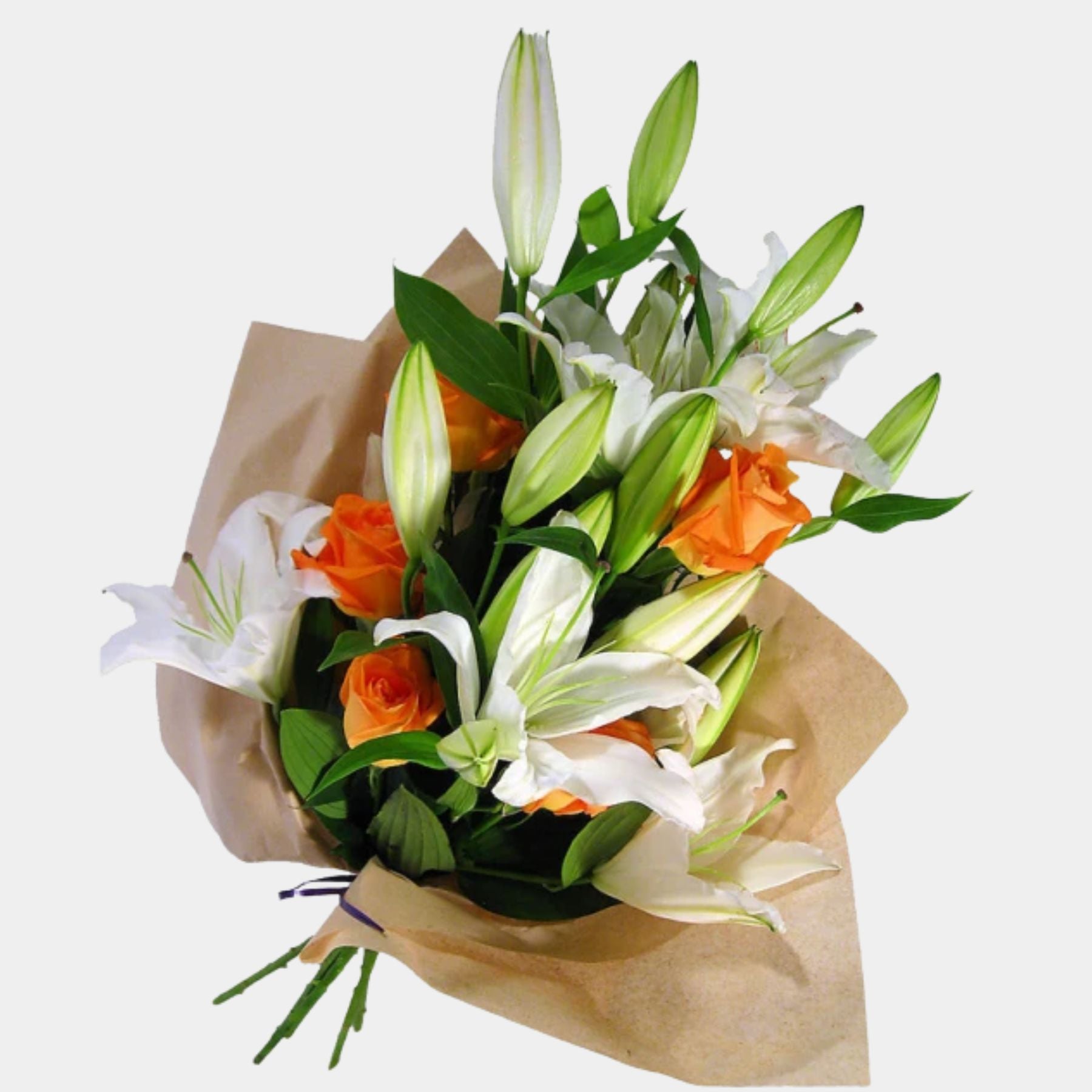 Bouquet of Roses and 5 Oriental Lilies