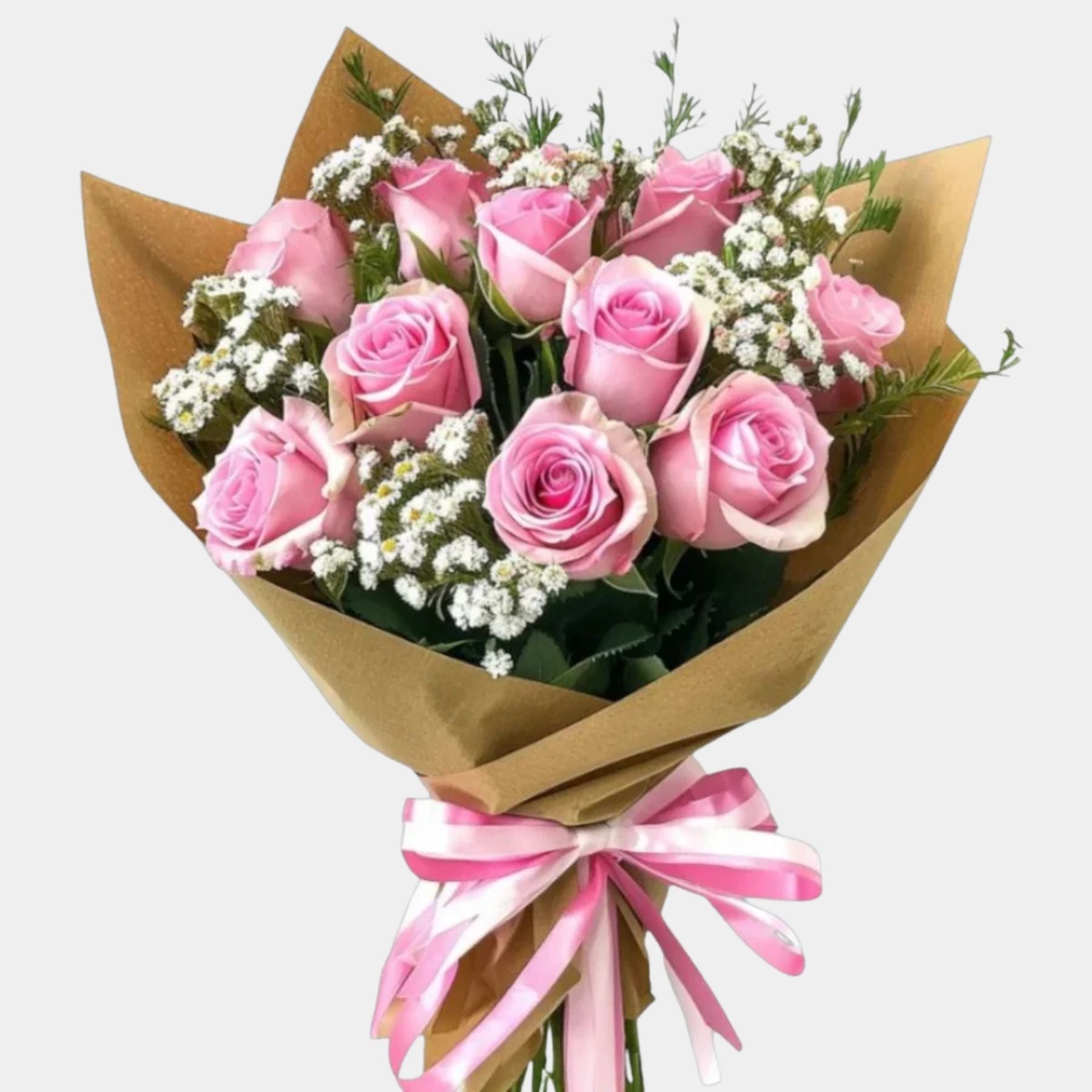Fresh Pink Roses Flower Bouquet
