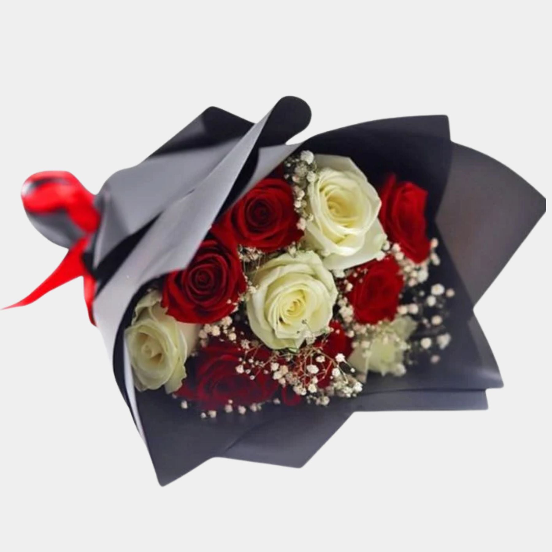 10 Red and White Roses