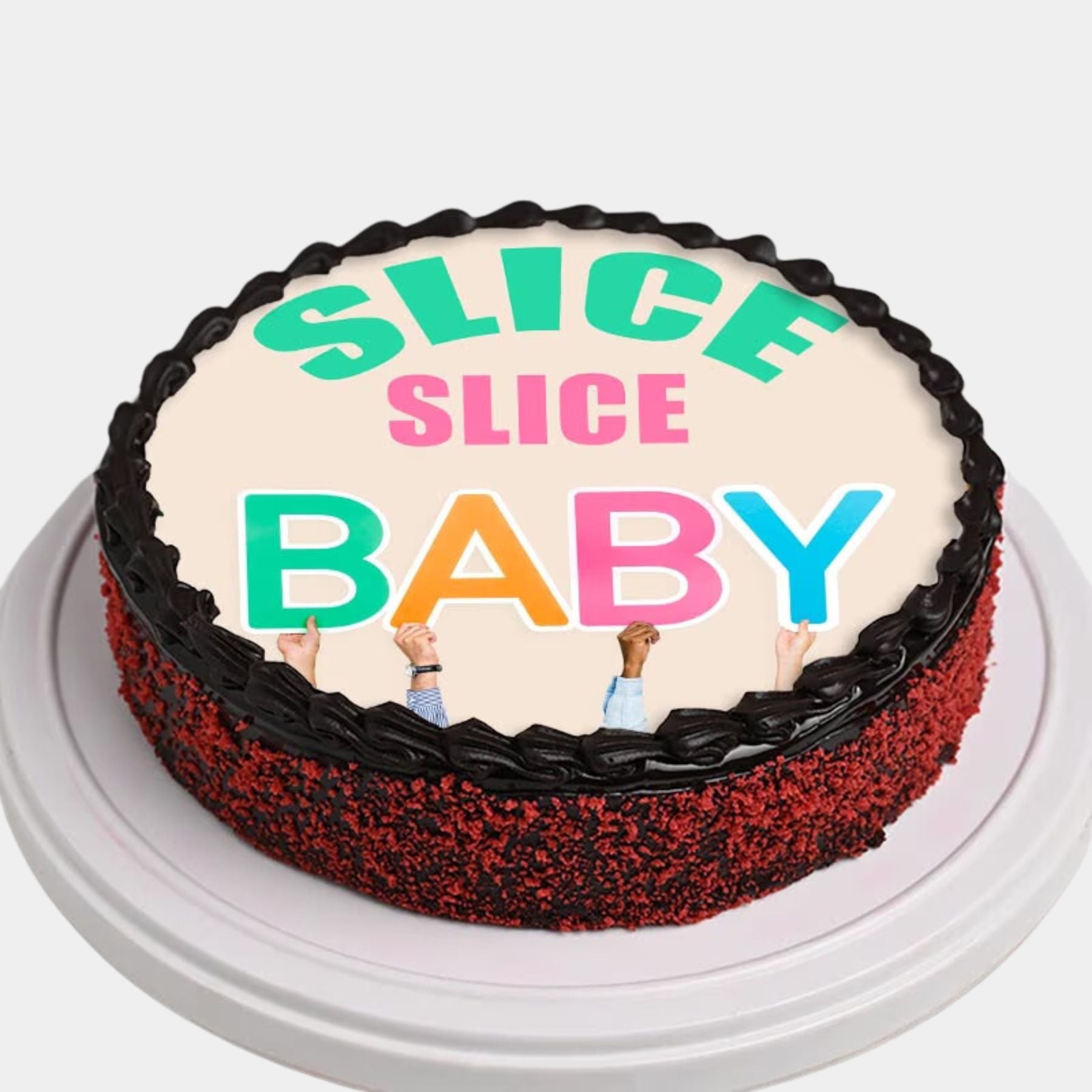 Humorous Red Velvet Poster Cake
