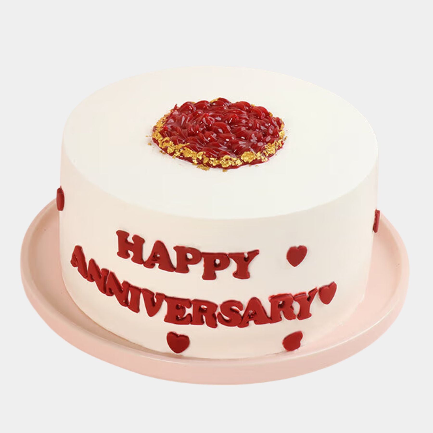 White N Red Happy Anniversary Cake