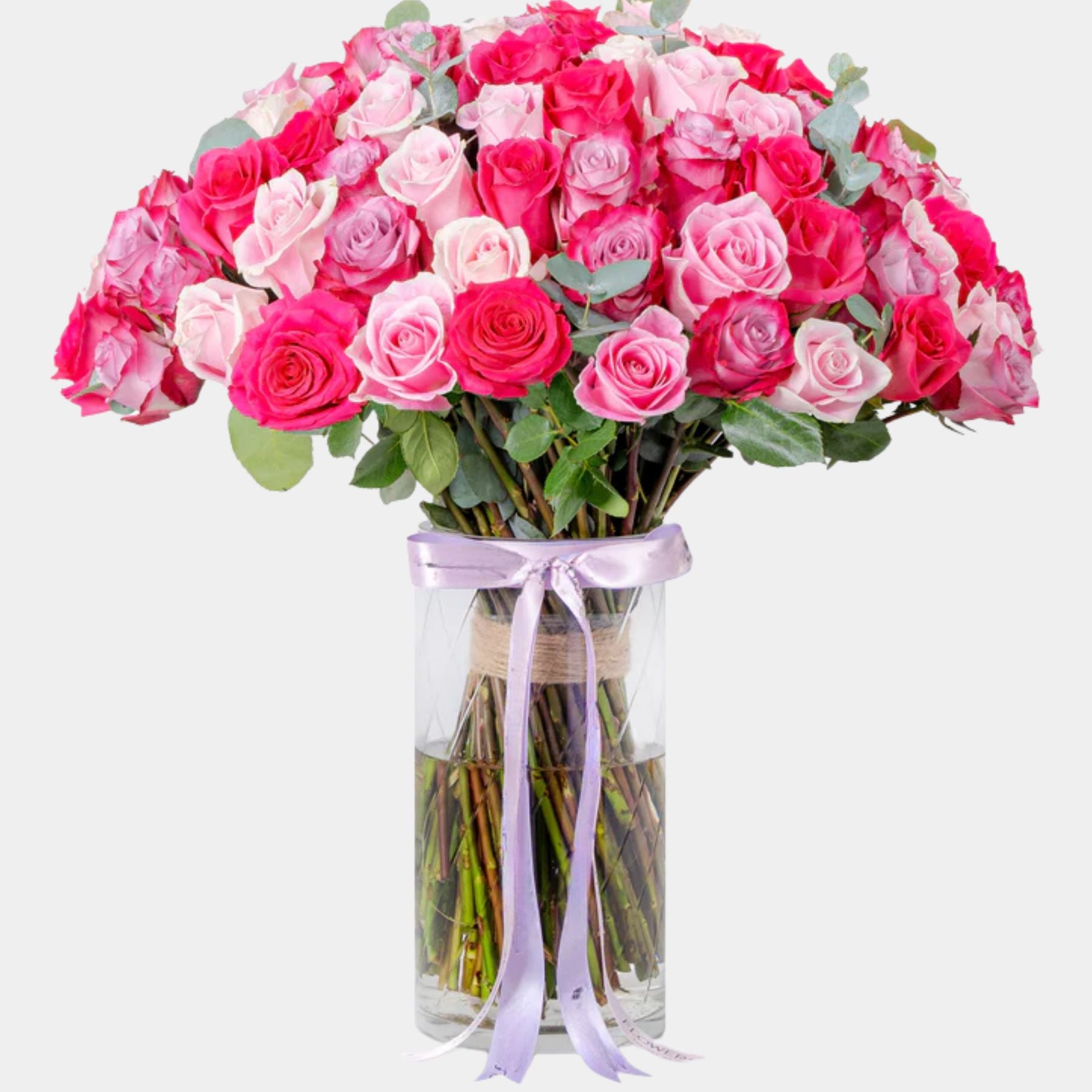 100 Luxury Blush Roses Vase