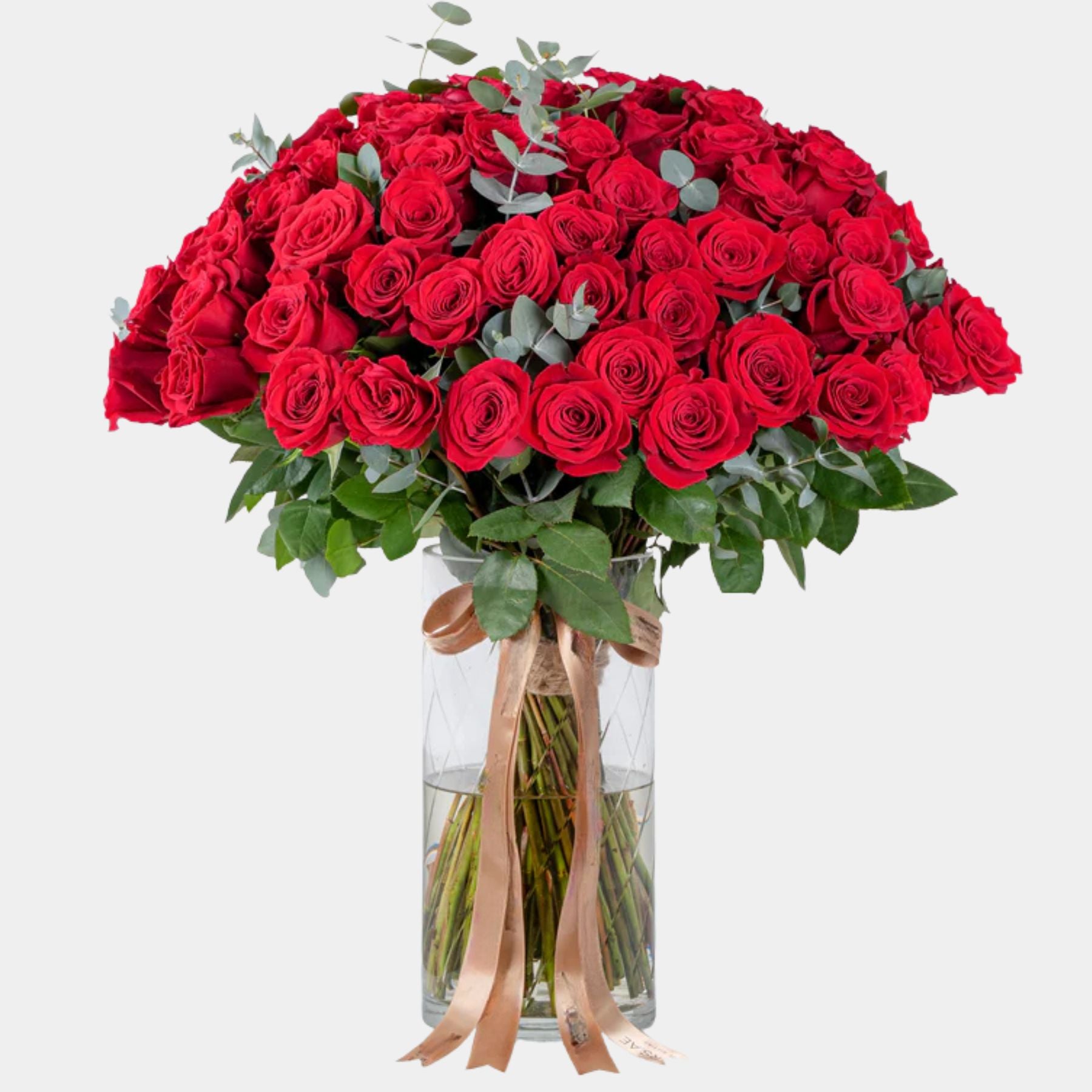 100 Luxury Red Roses Vase