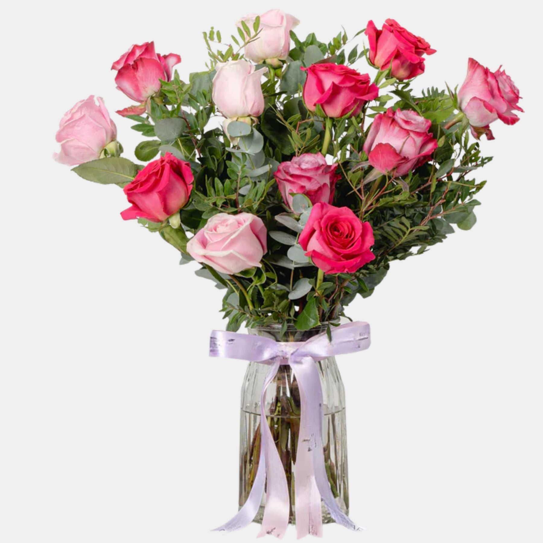 12 Blush Roses Vase