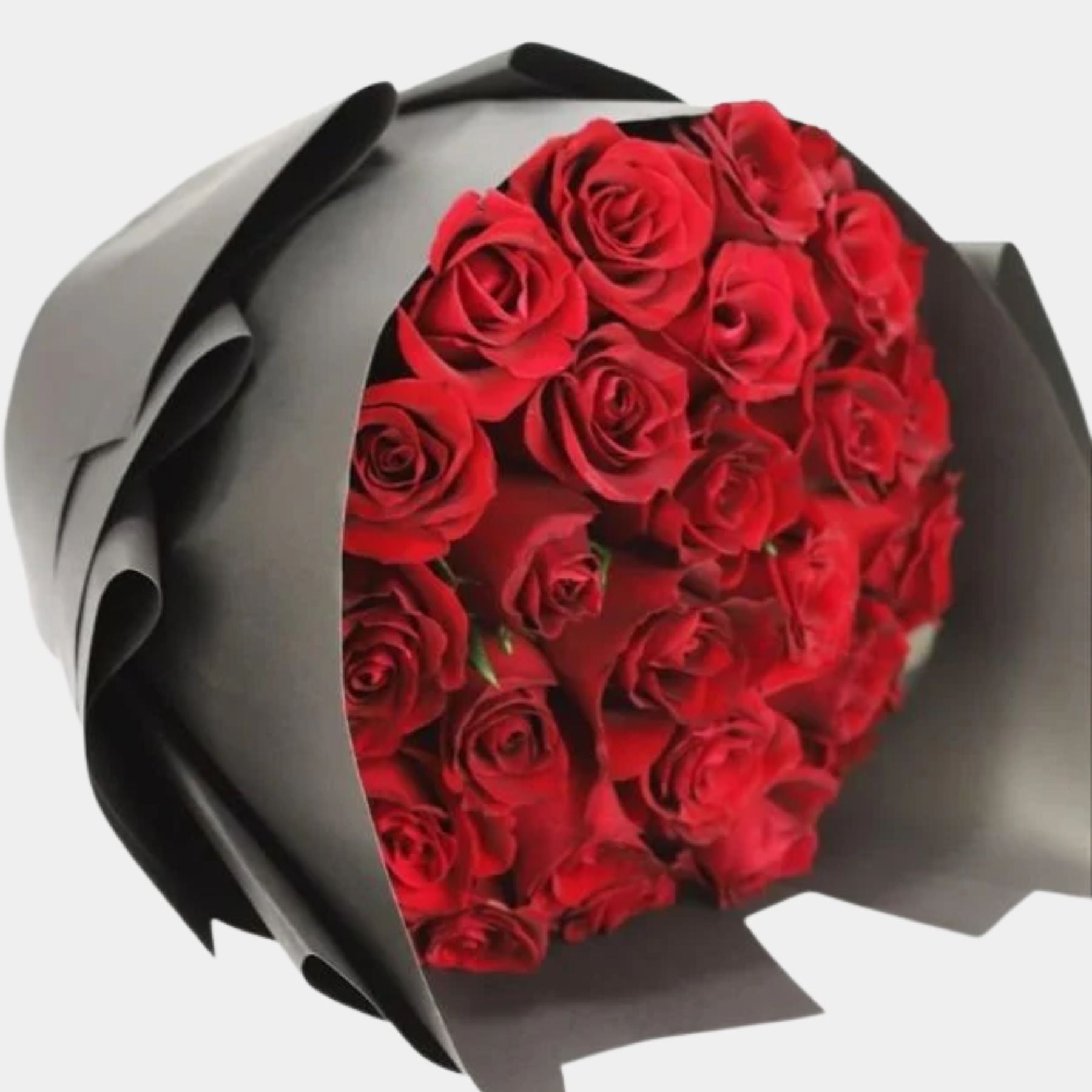 25 Red Roses with Black Wrapping