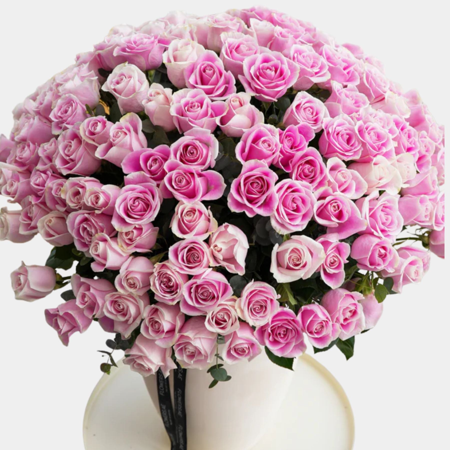 150 Luxury Pink Roses Vase