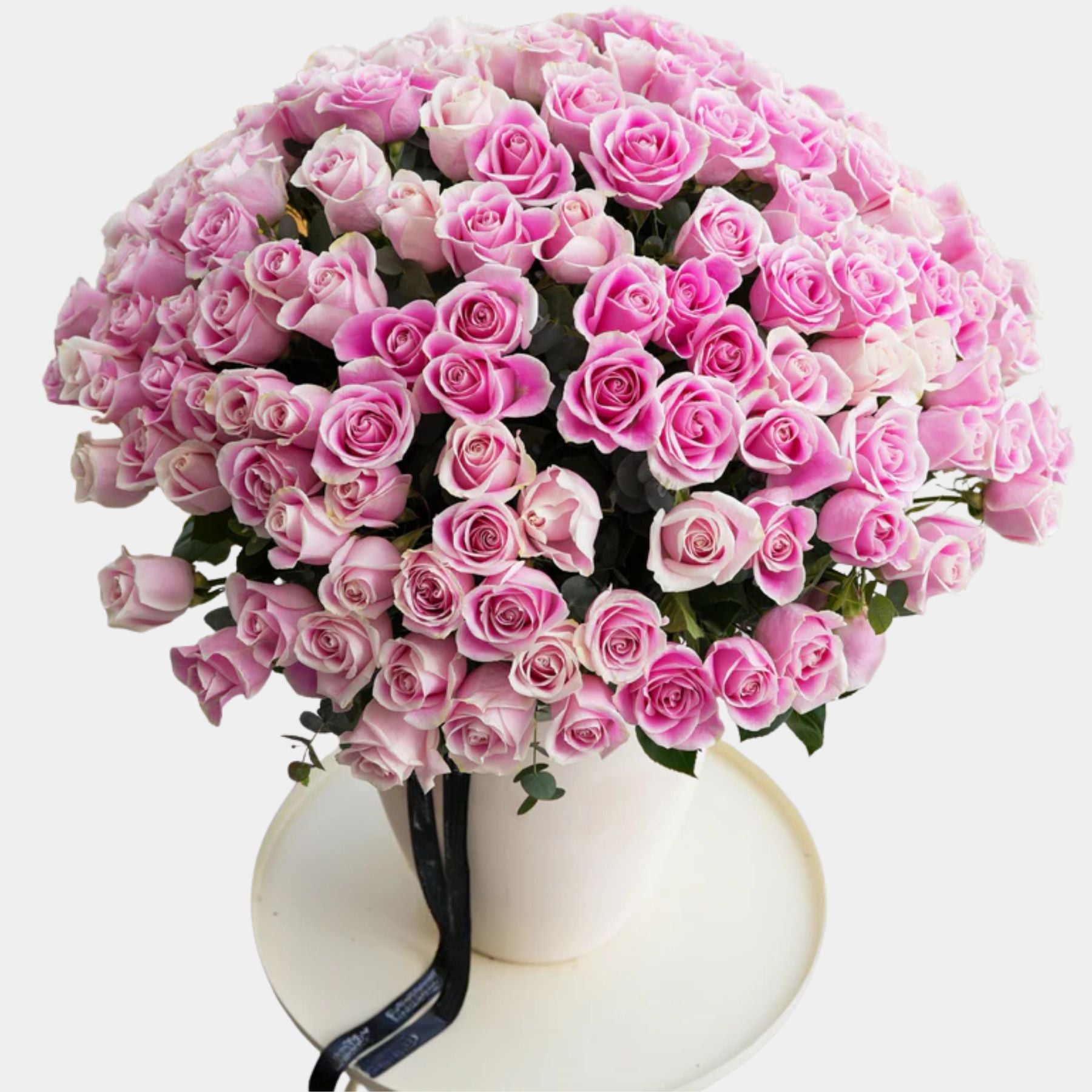 200 Luxury Pink Roses Vase