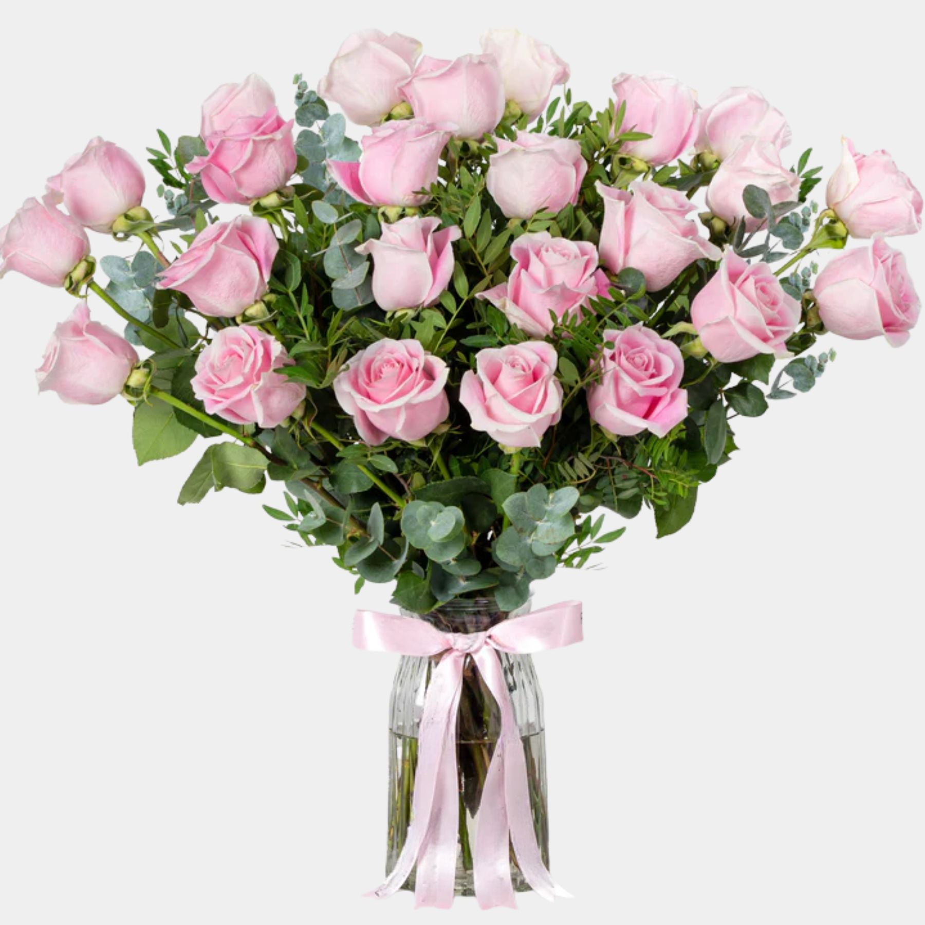 25 Pink Roses Vase