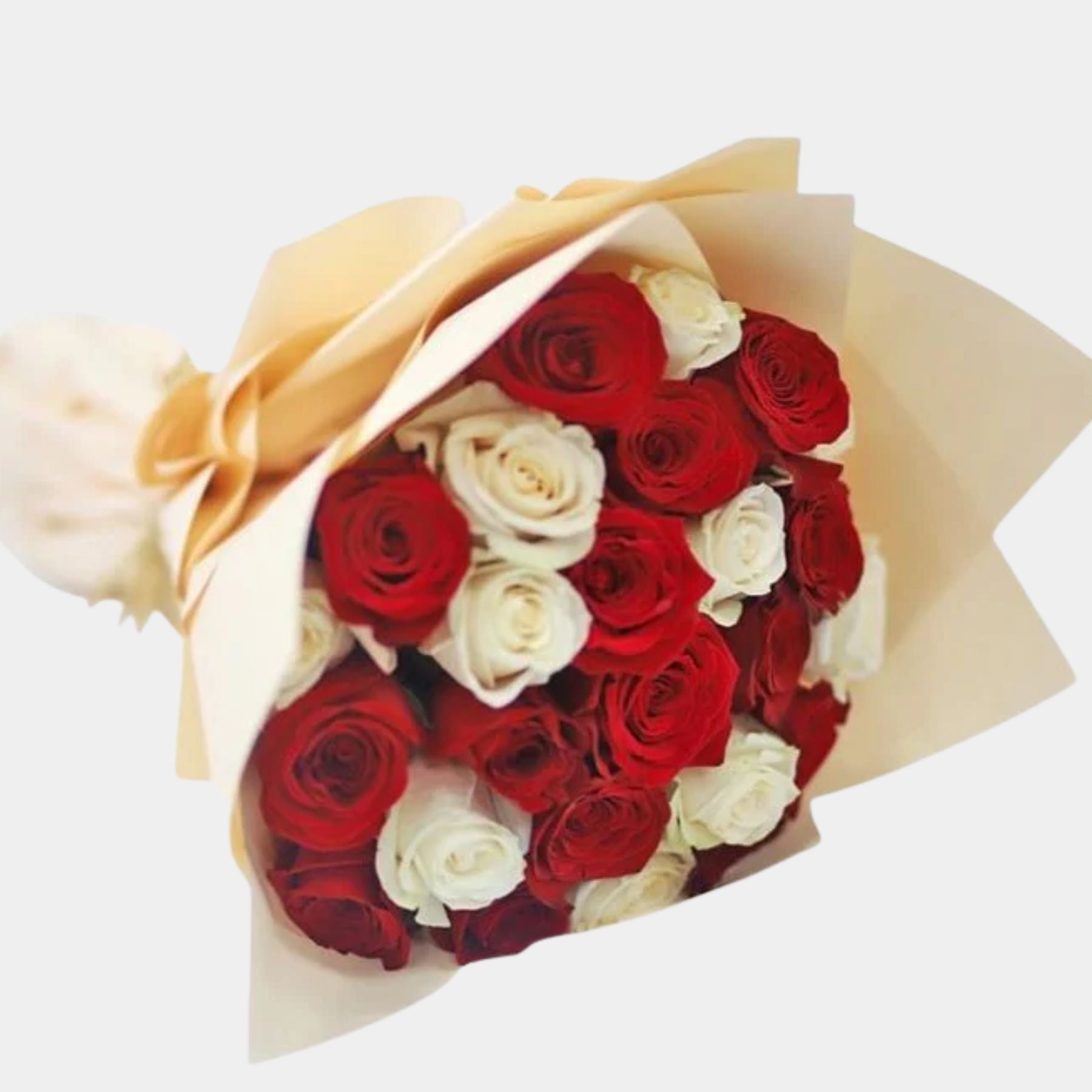 25 Red and White Roses