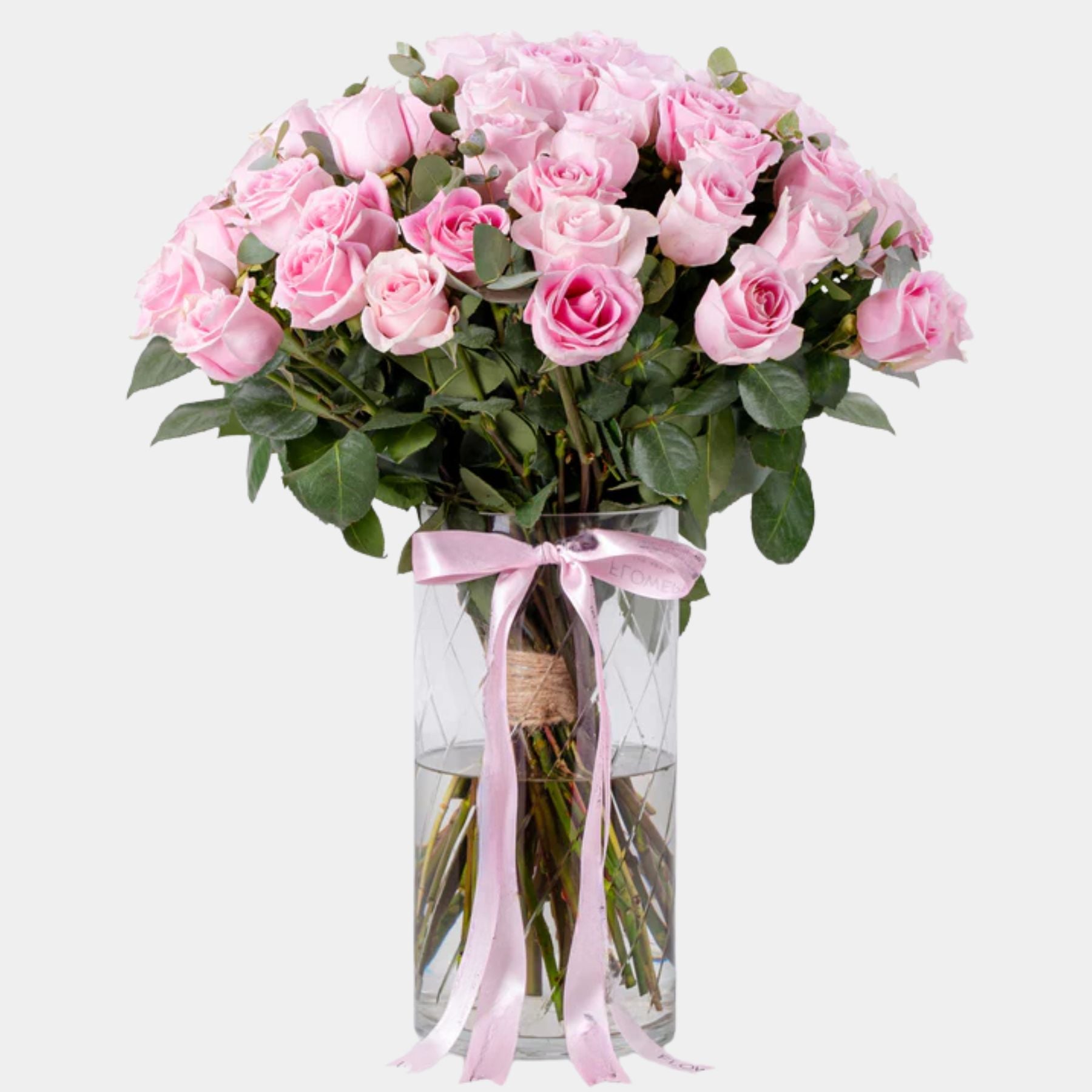 50 Pink Roses Vase