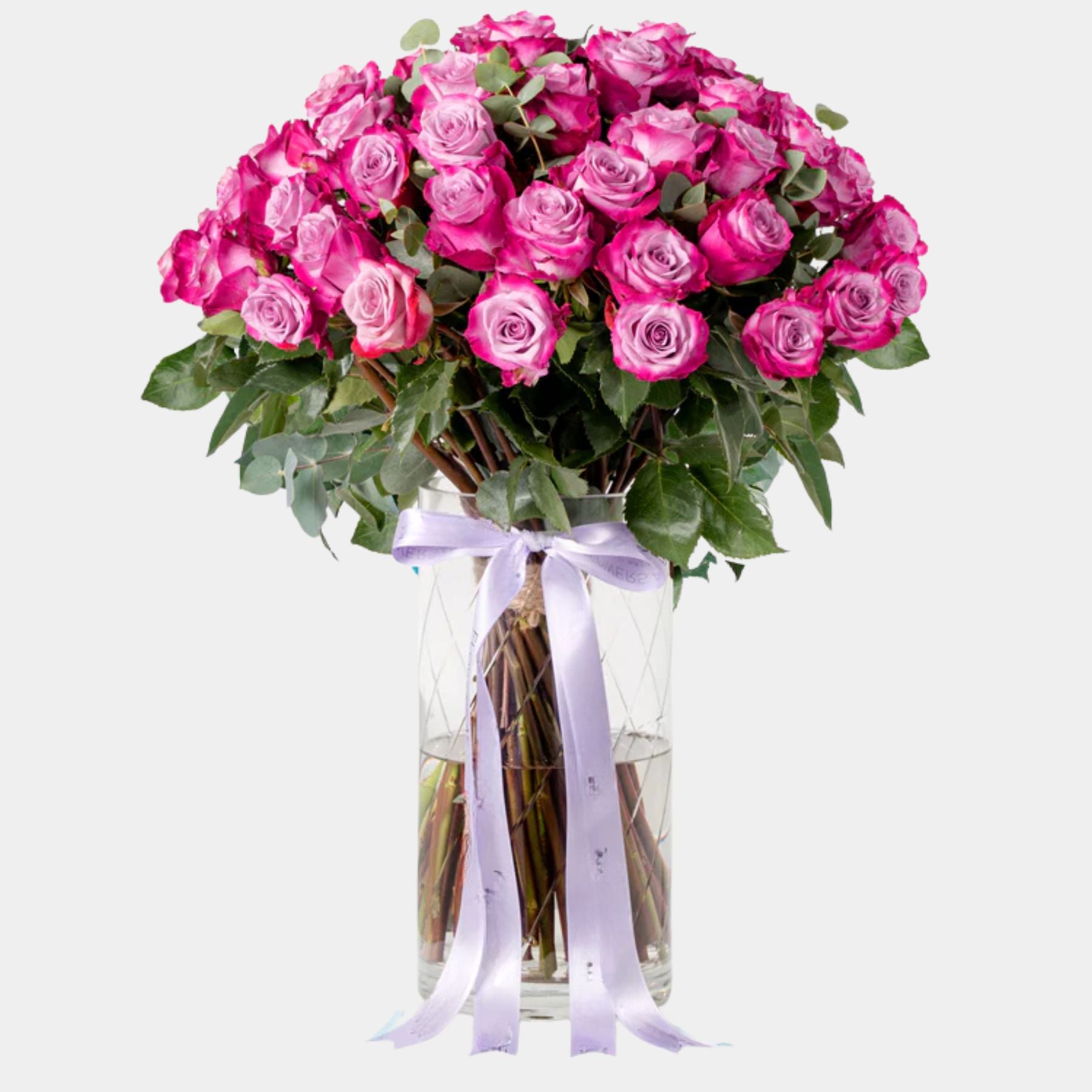 50 Purple Roses Vase