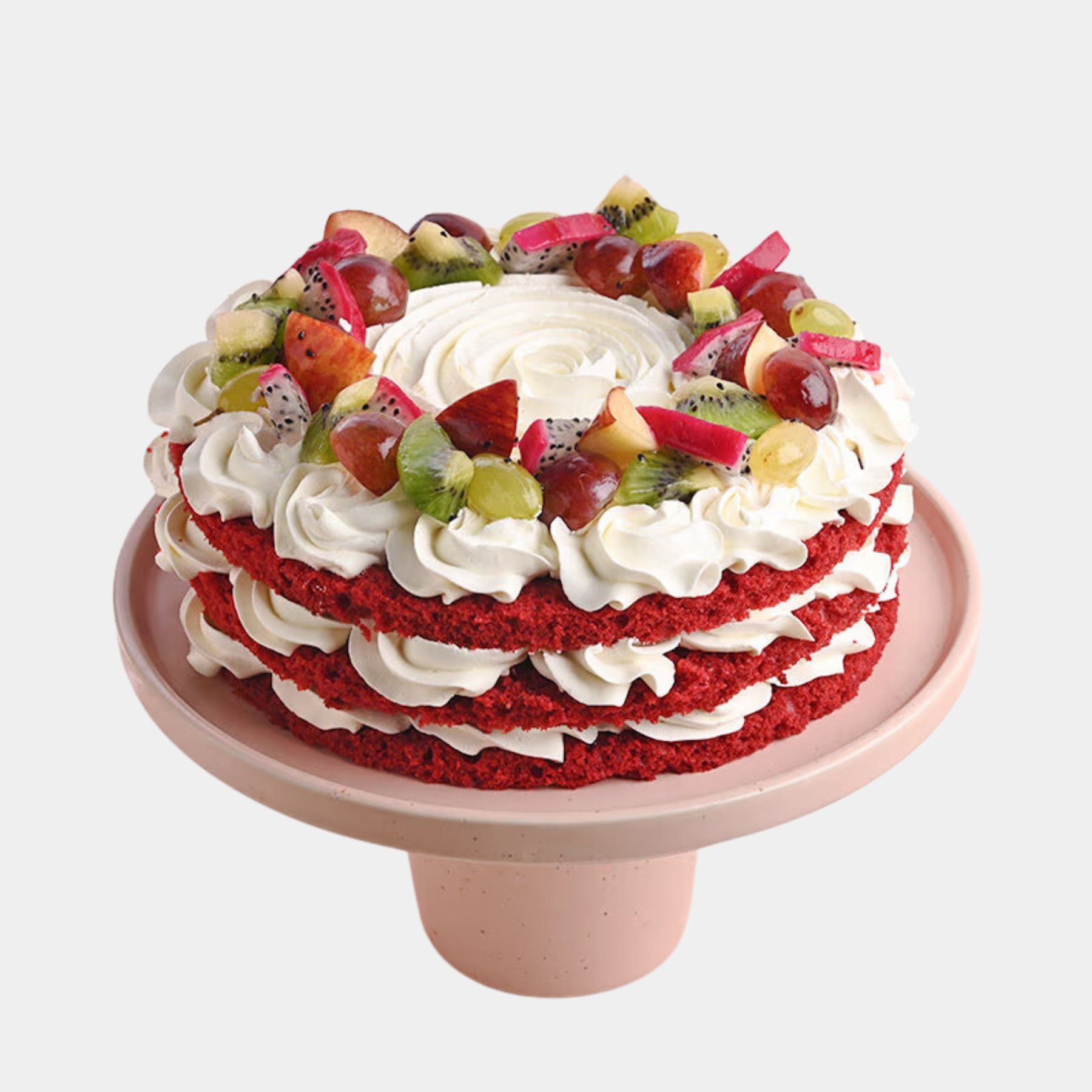 Berry Bliss Fruit Red Velvet Cake