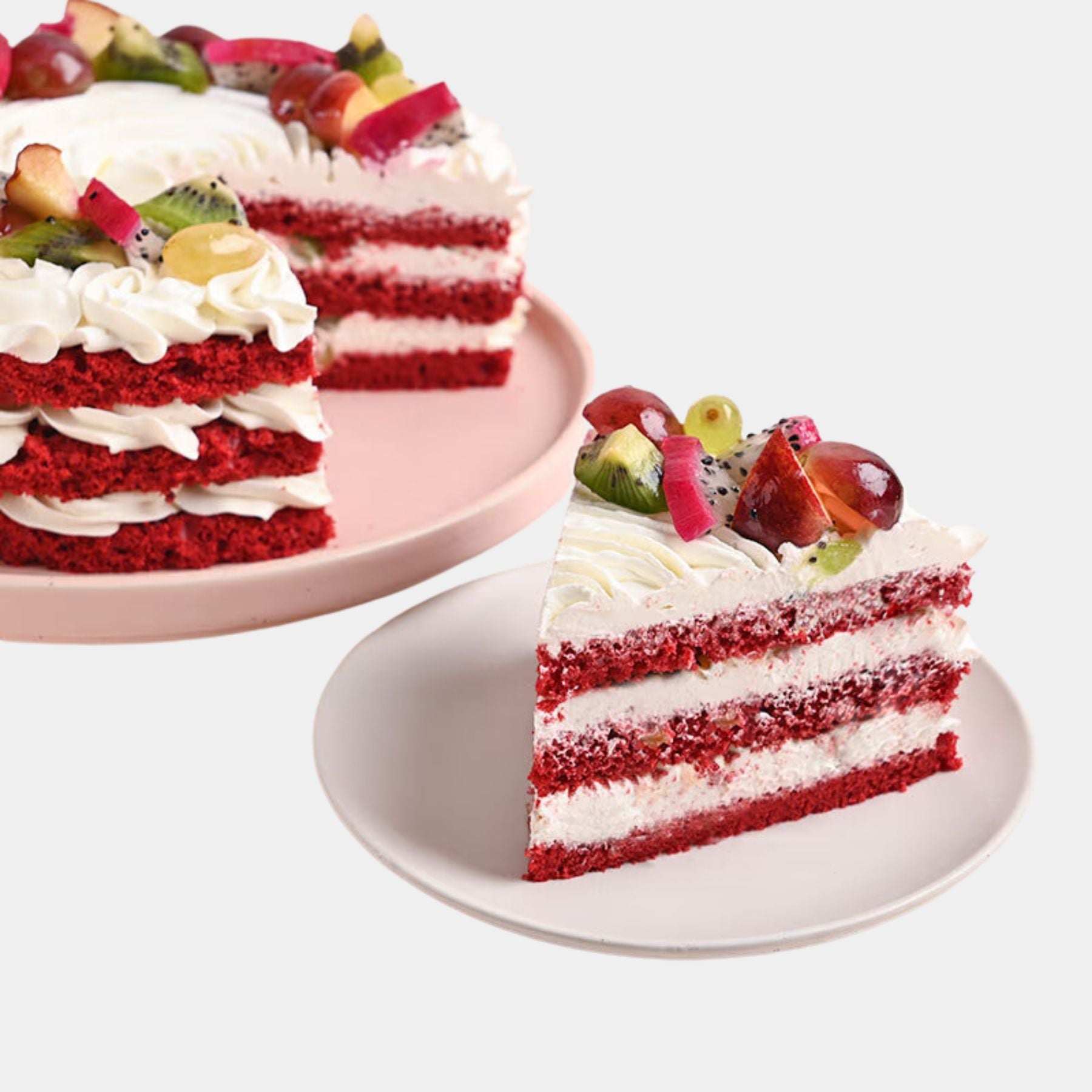 Berry Bliss Fruit Red Velvet Cake