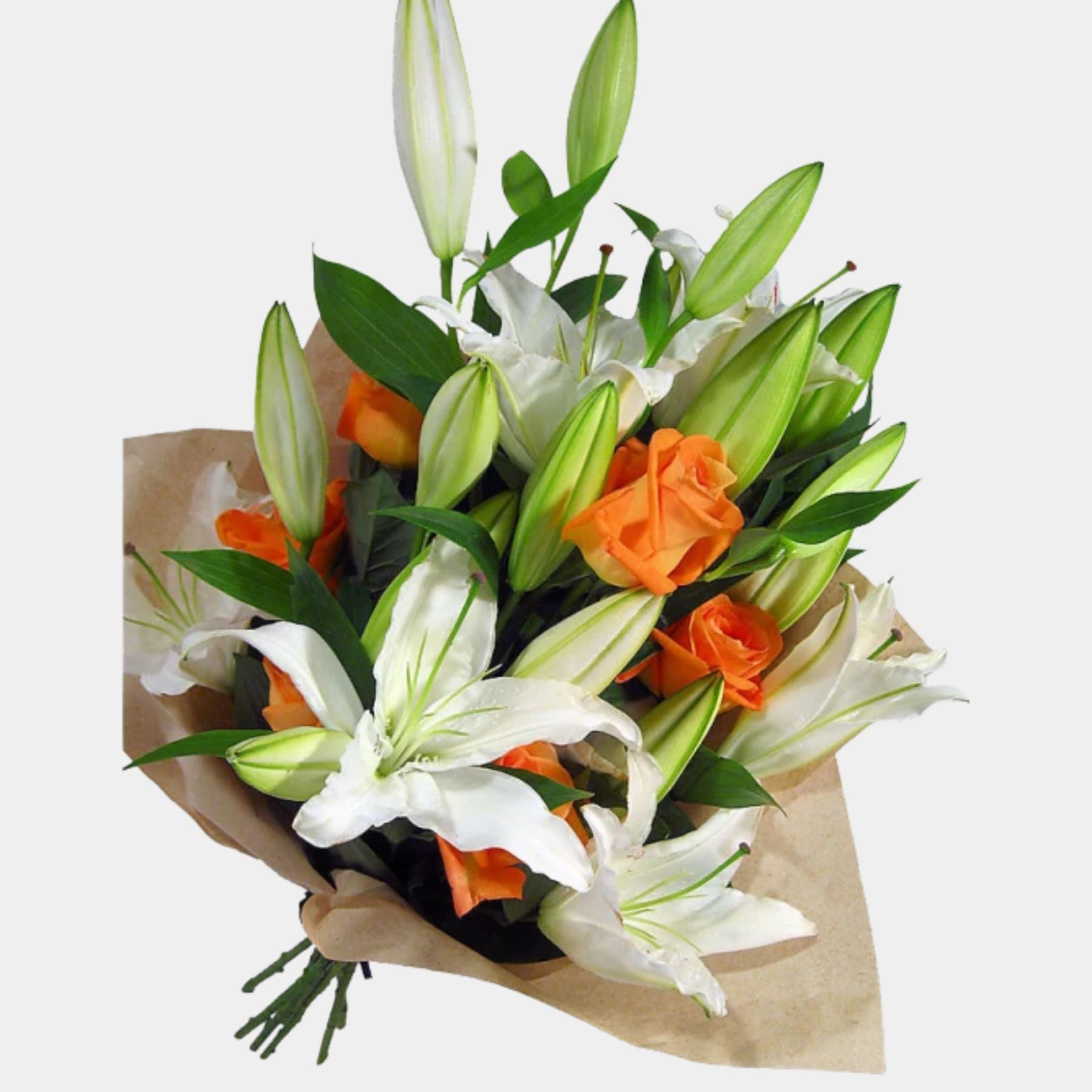 Bouquet of Roses and 7 Oriental Lilies