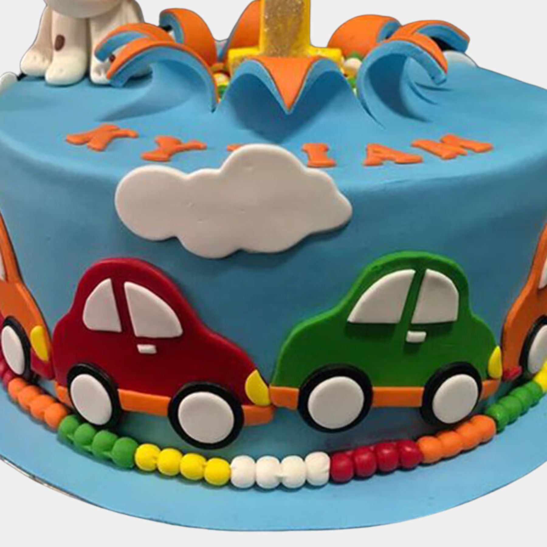 Car Fondant Cake For 1st Birthday