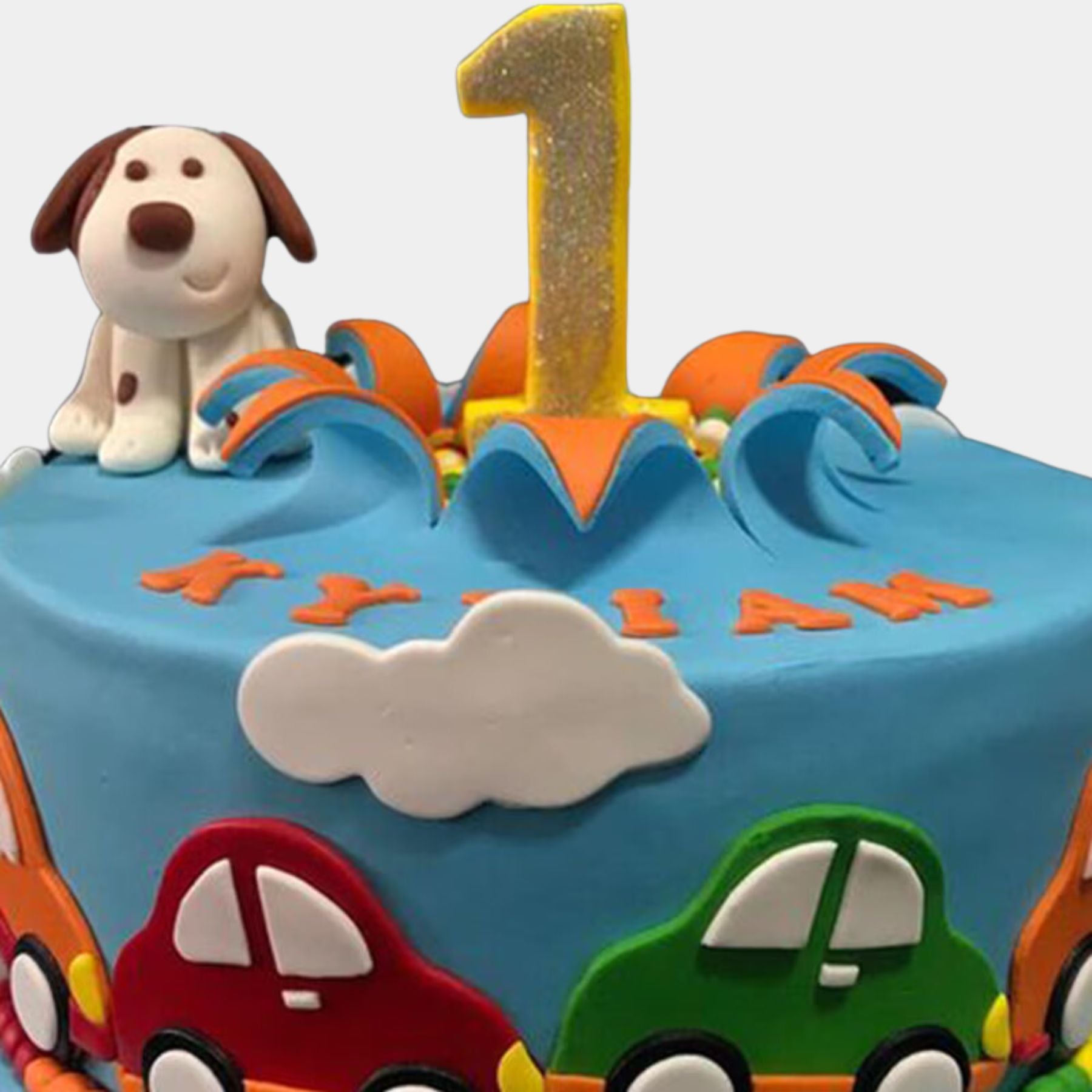 Car Fondant Cake For 1st Birthday