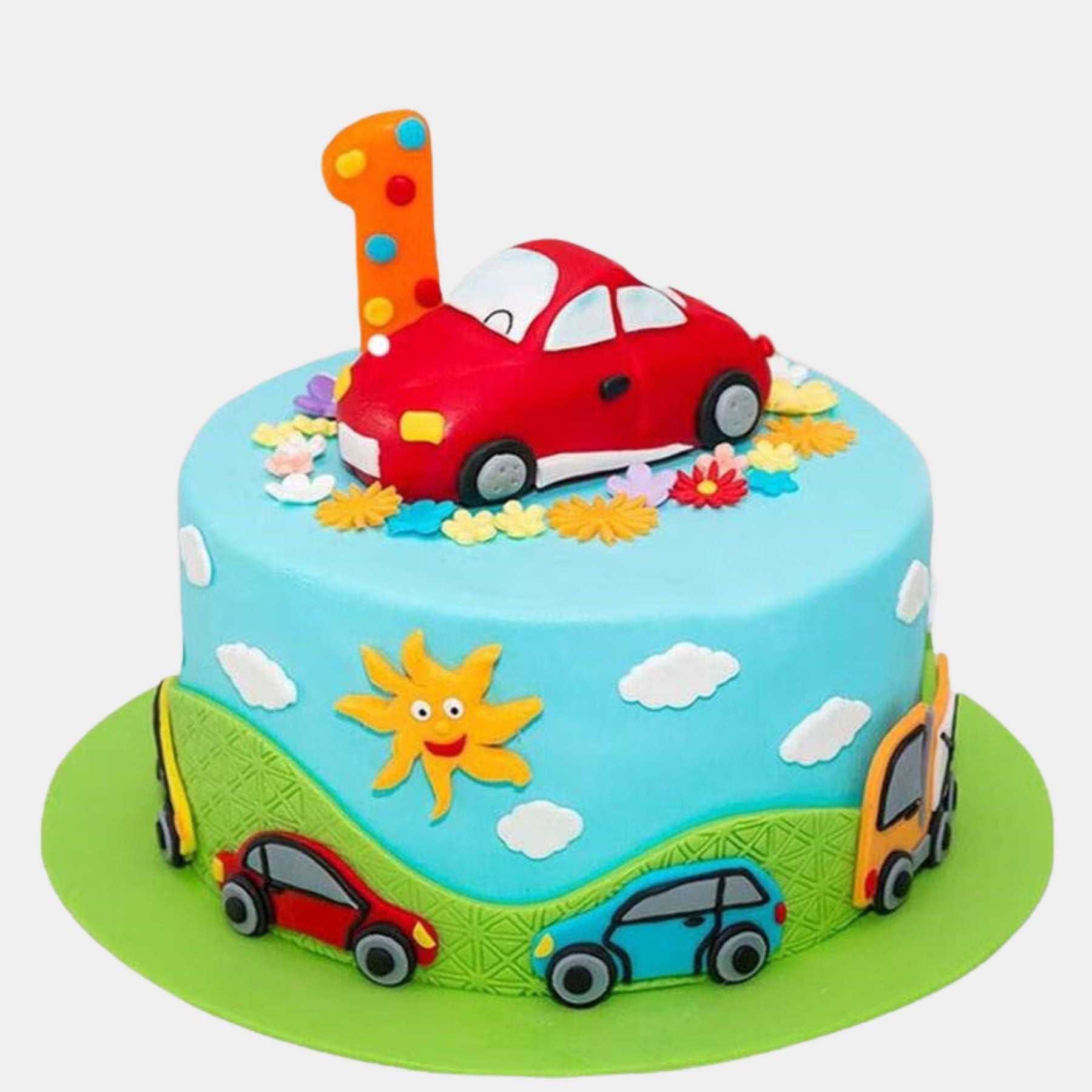 Colorful Car First B'day Cake