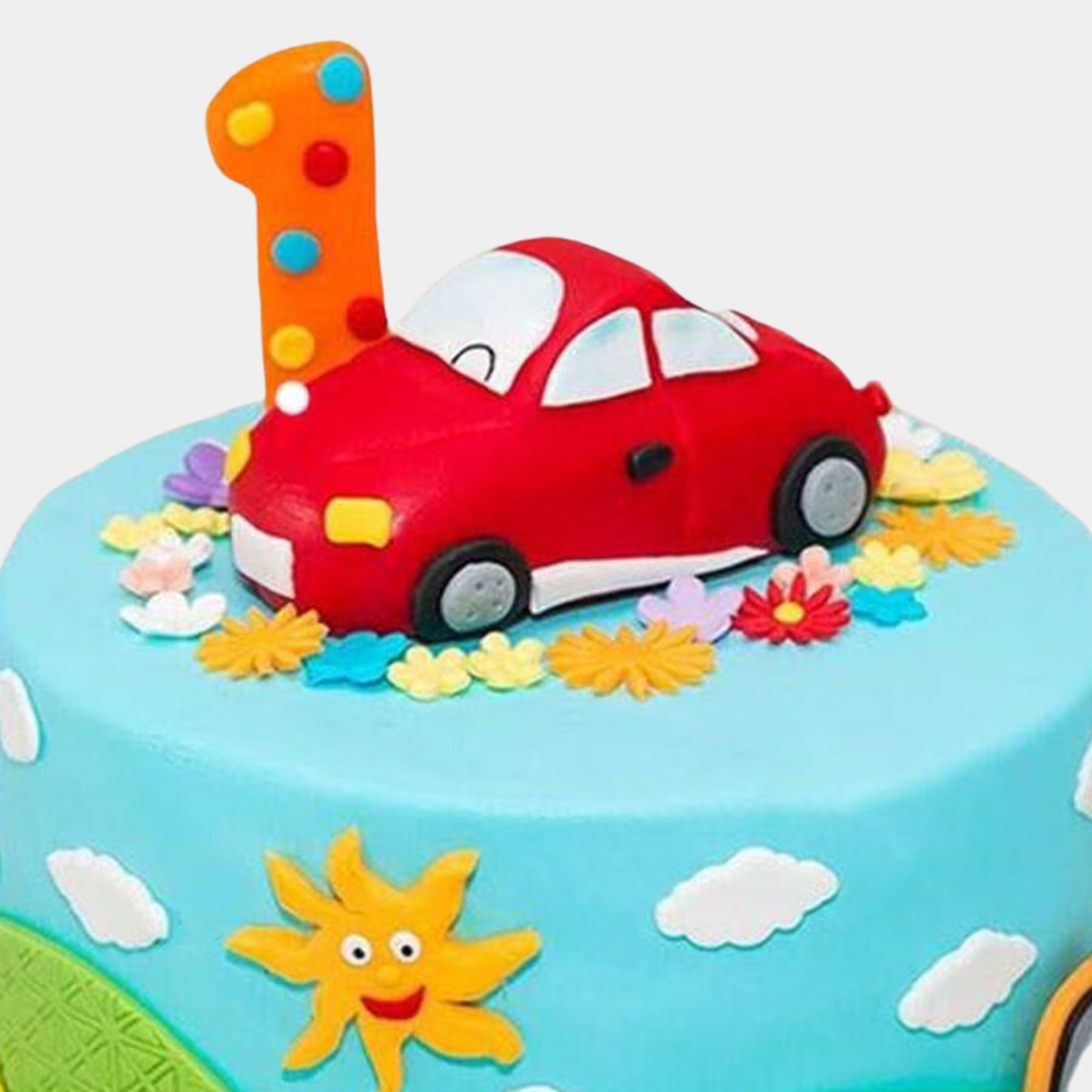 Colorful Car First B'day Cake
