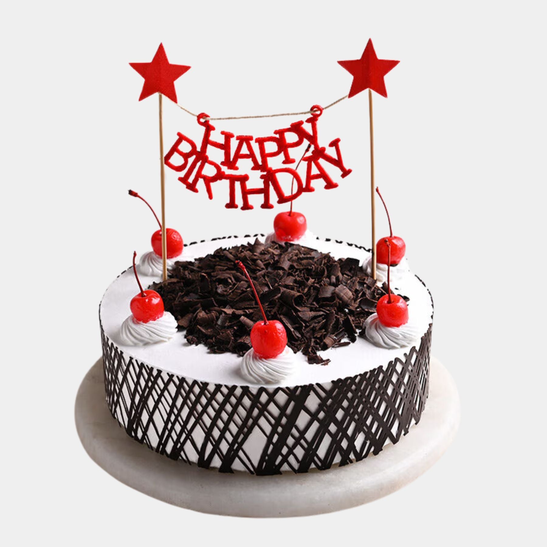 Decadent Black Forest Cake With Birthday Topper