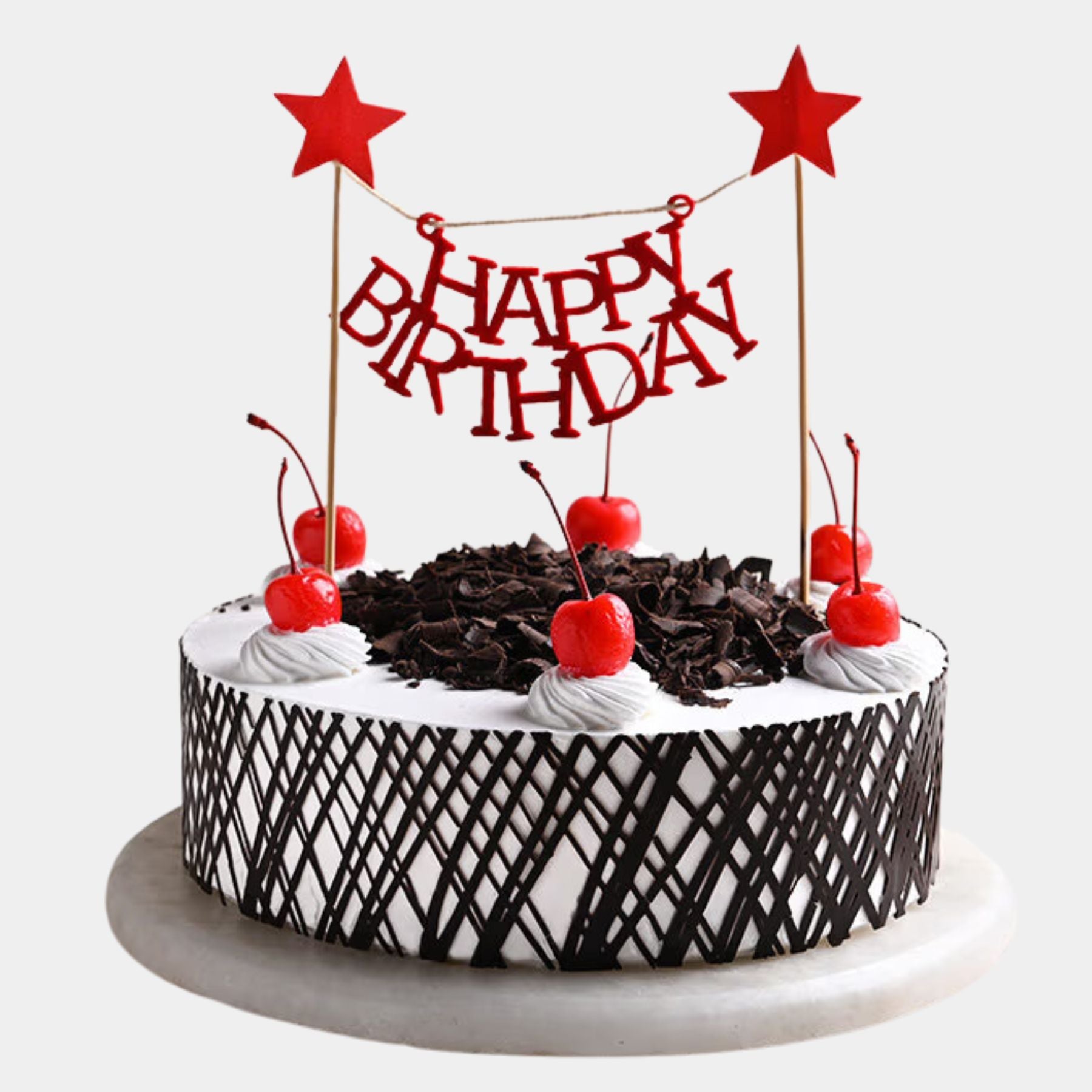 Decadent Black Forest Cake With Birthday Topper