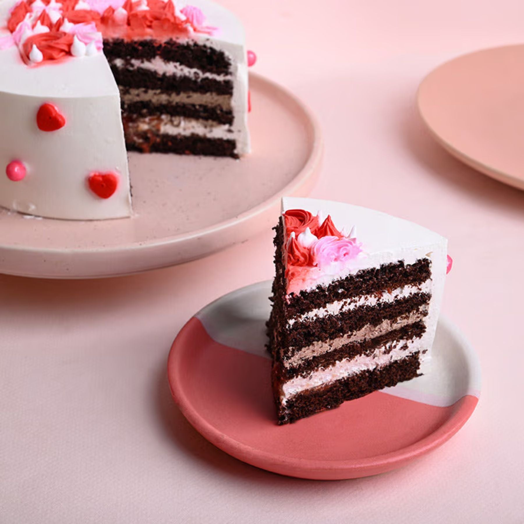 Hearts Topped Black Forest Cake