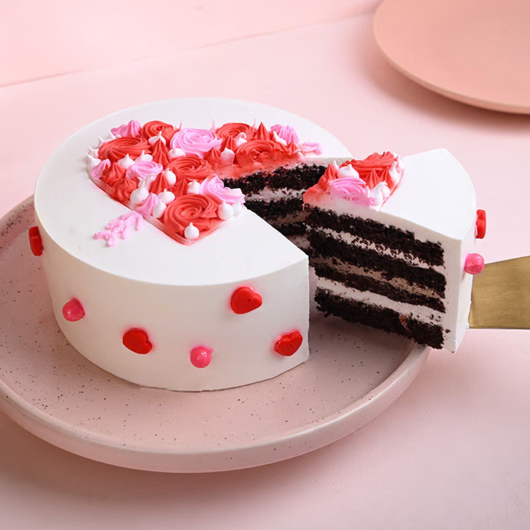 Hearts Topped Black Forest Cake