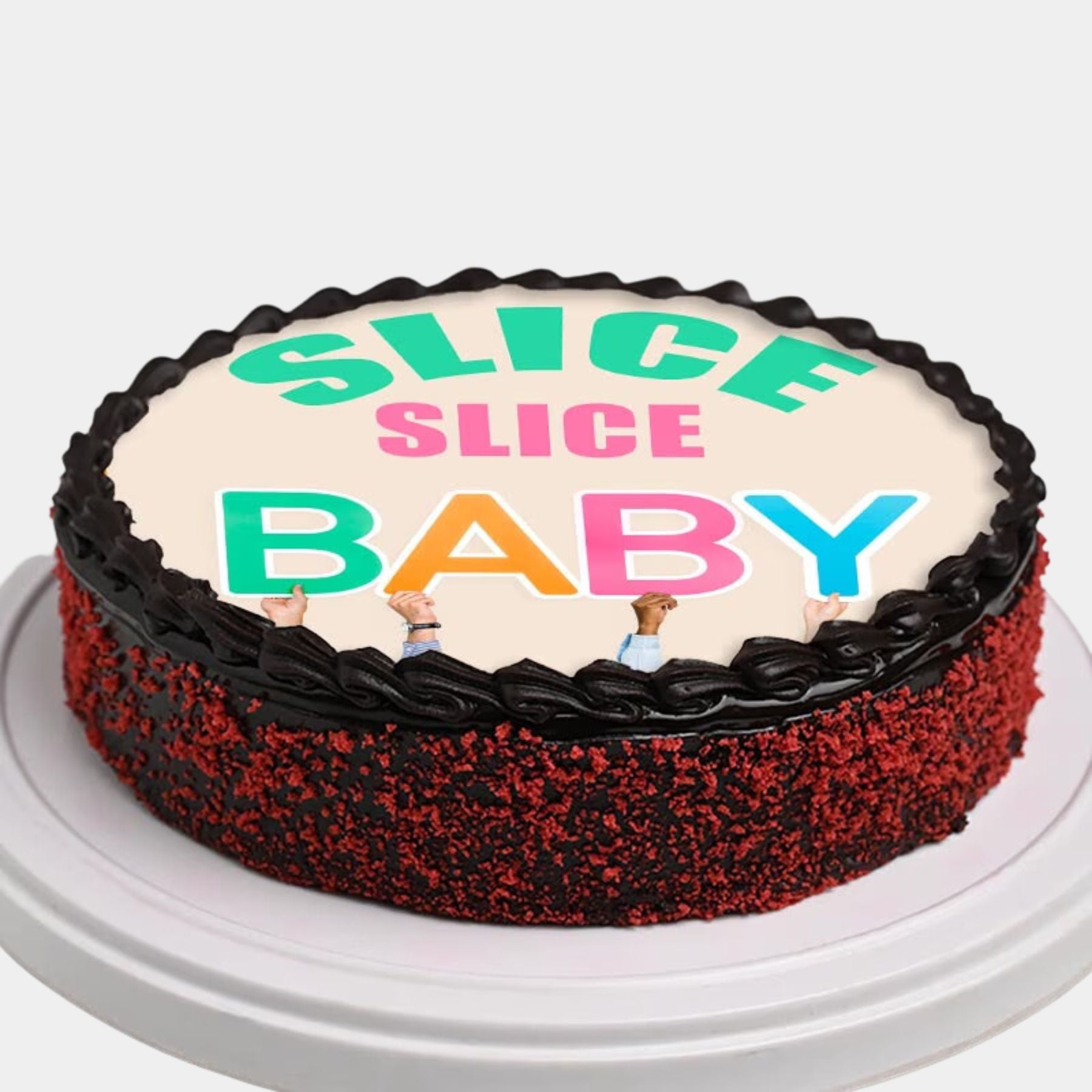 Humorous Red Velvet Poster Cake