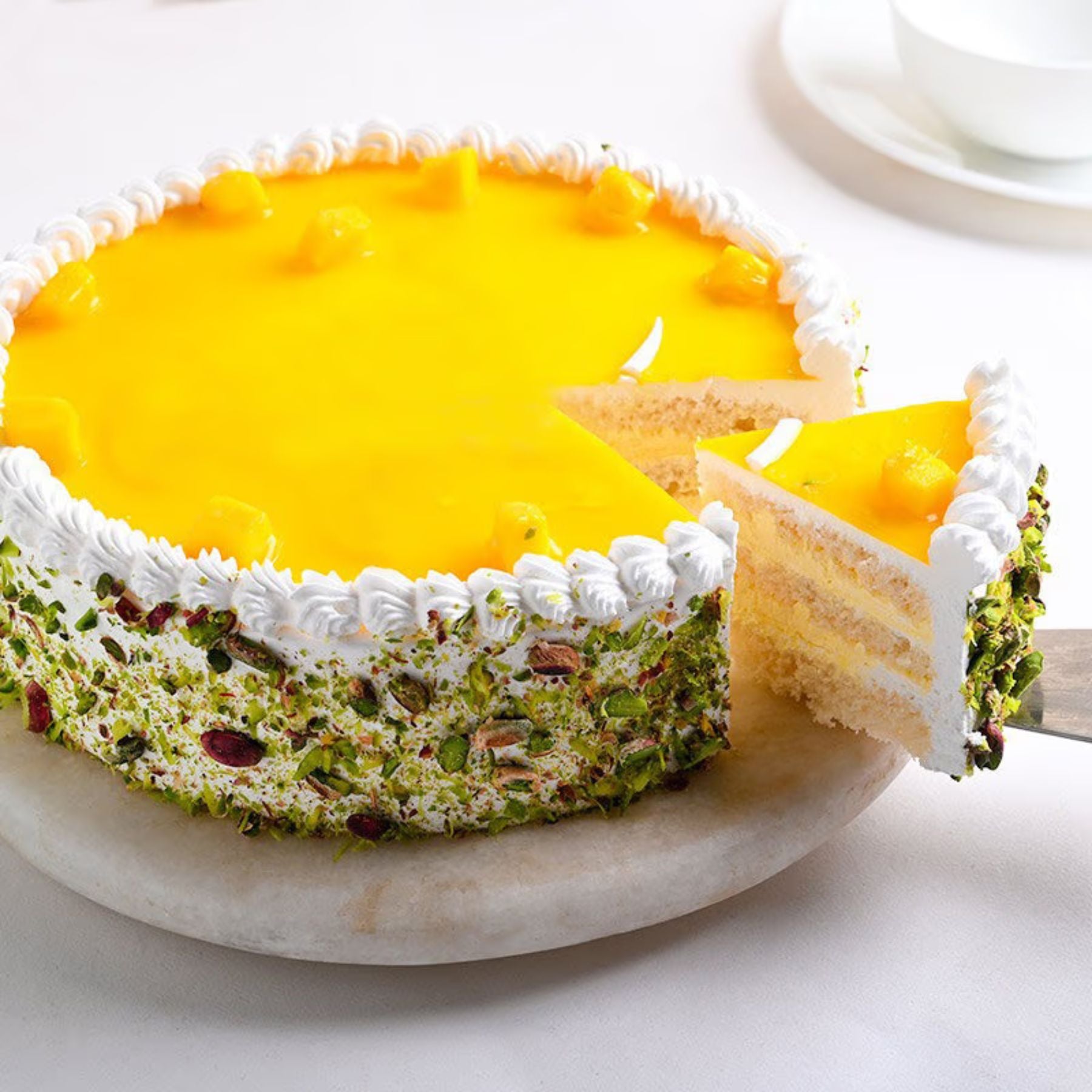 Mango Compote Pistachio Cake