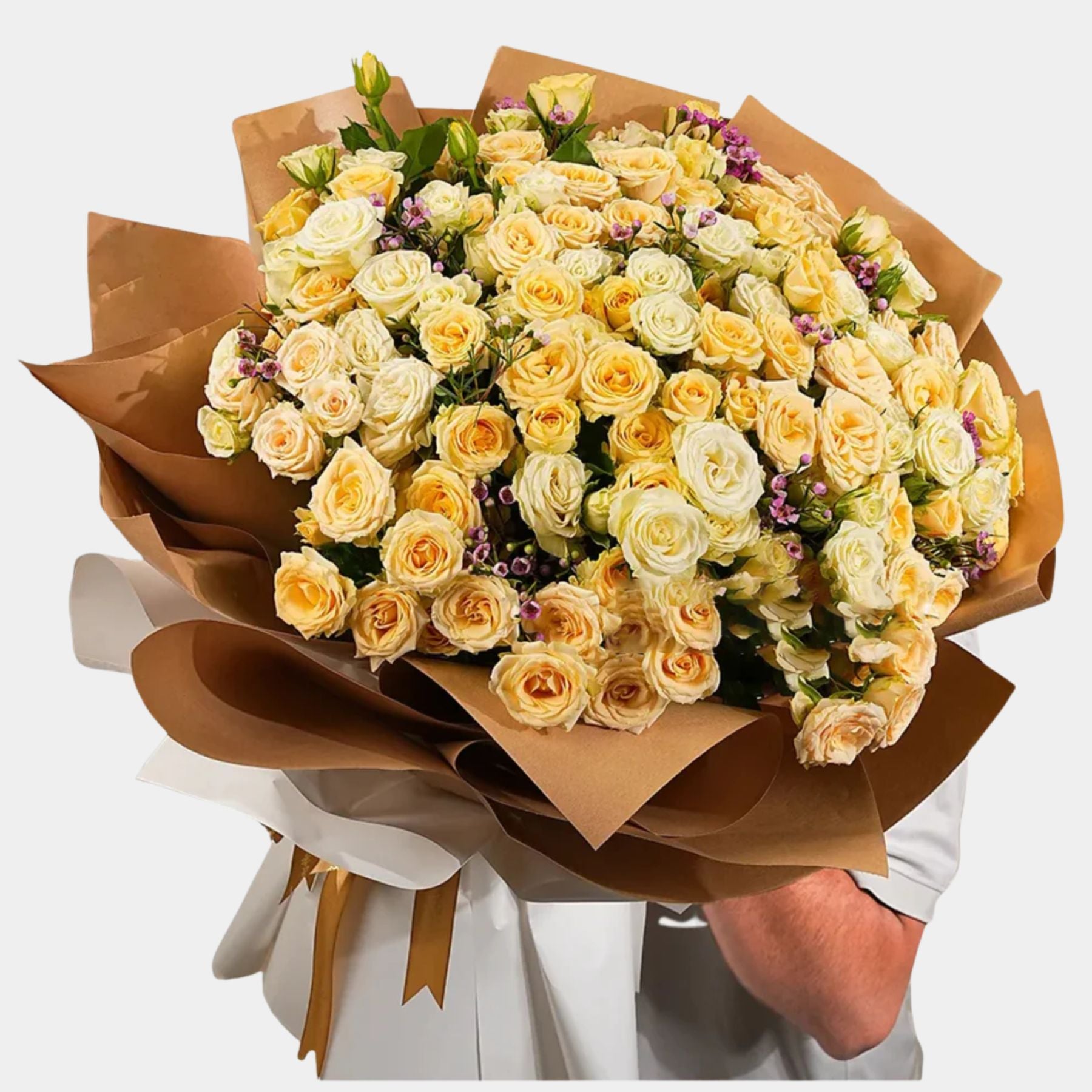 Peach & White Spray Roses Bouquet