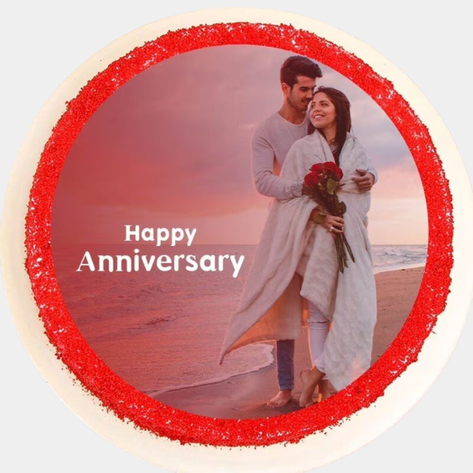 Photo Anniversary Red Cake