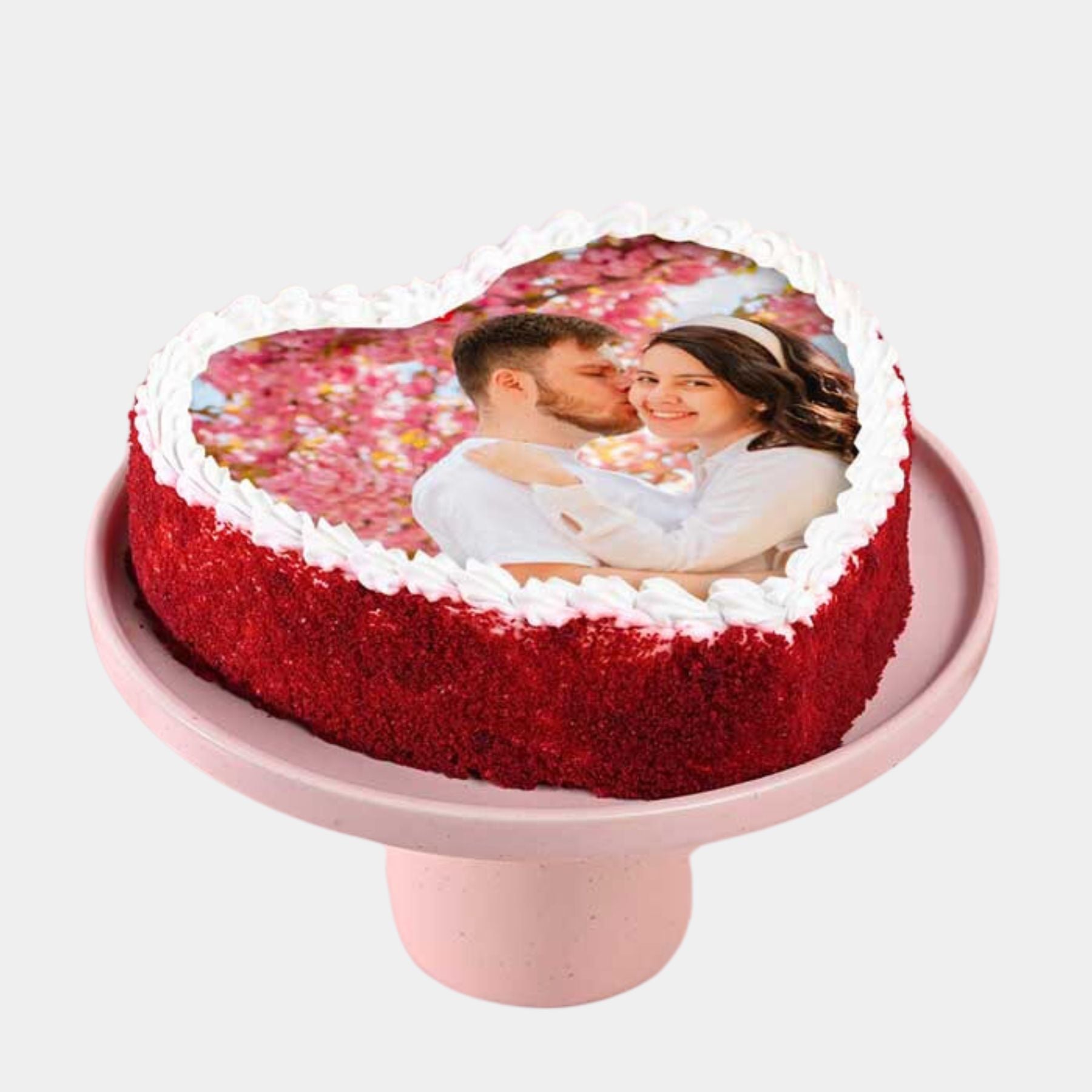 Red Velvet Heart Photo Cake