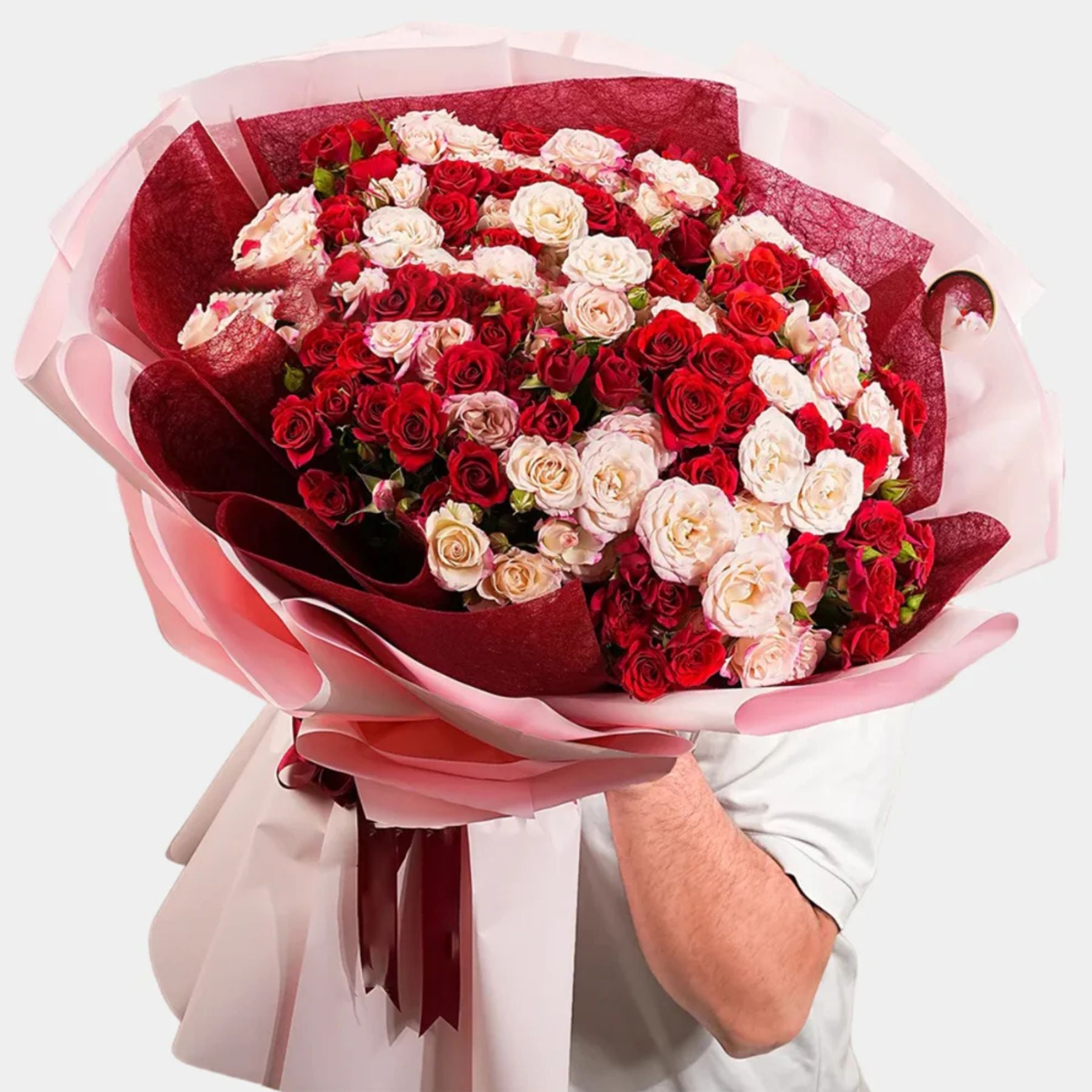 Romantic Red & Pink Spray Roses Bouquet