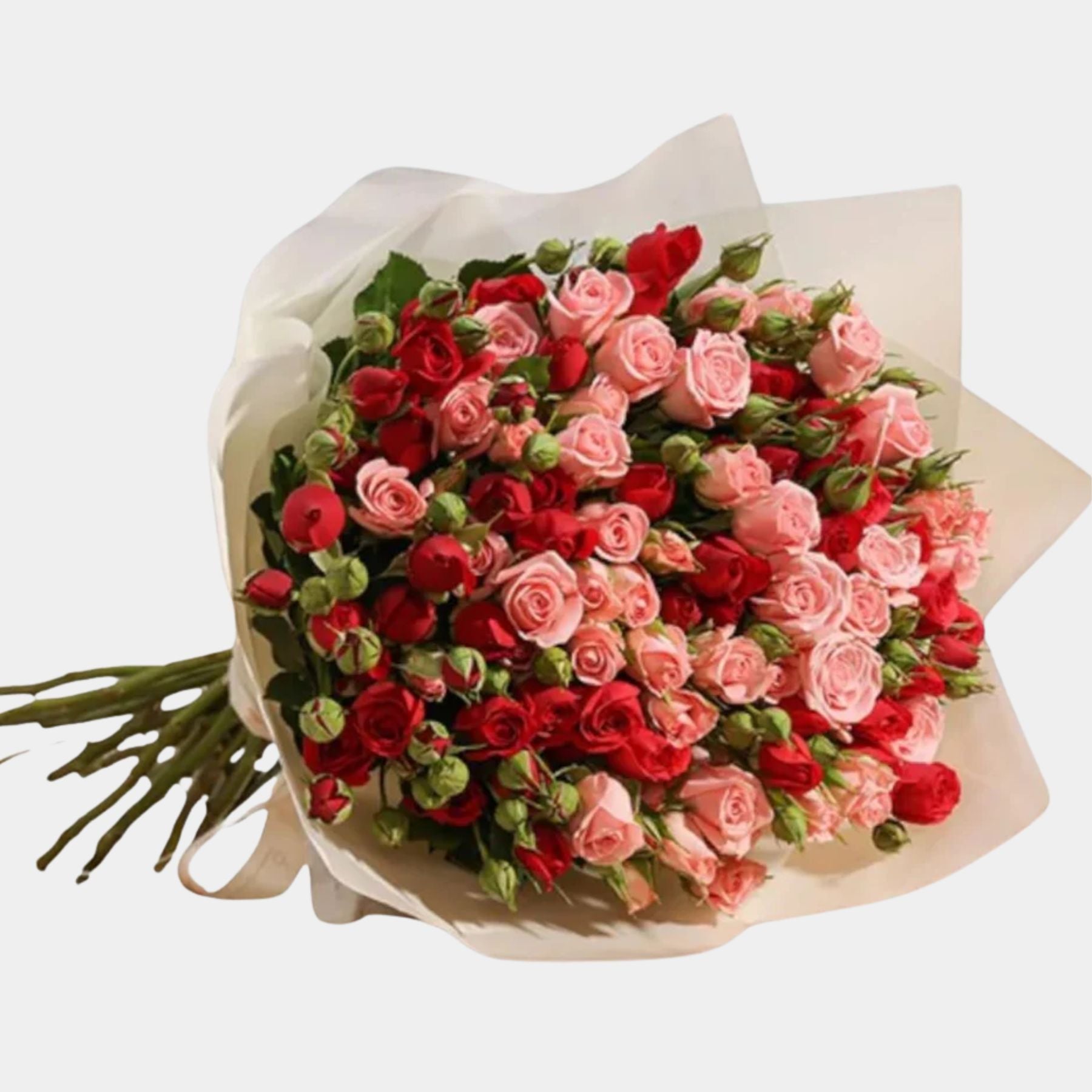 Sweet Serenity – Baby Red & Pink Rose Flower Bouquet