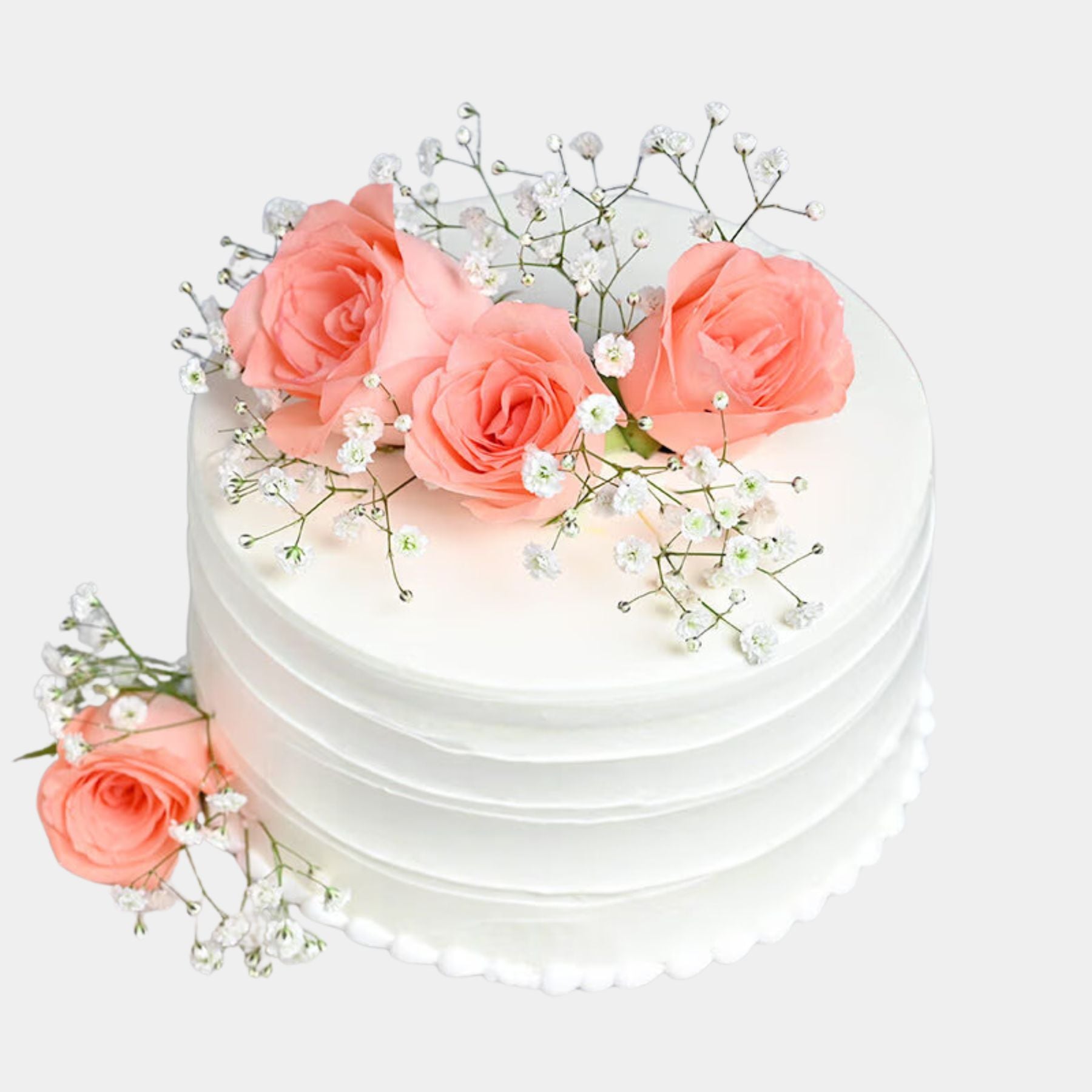 White N Pink Blooms Cake