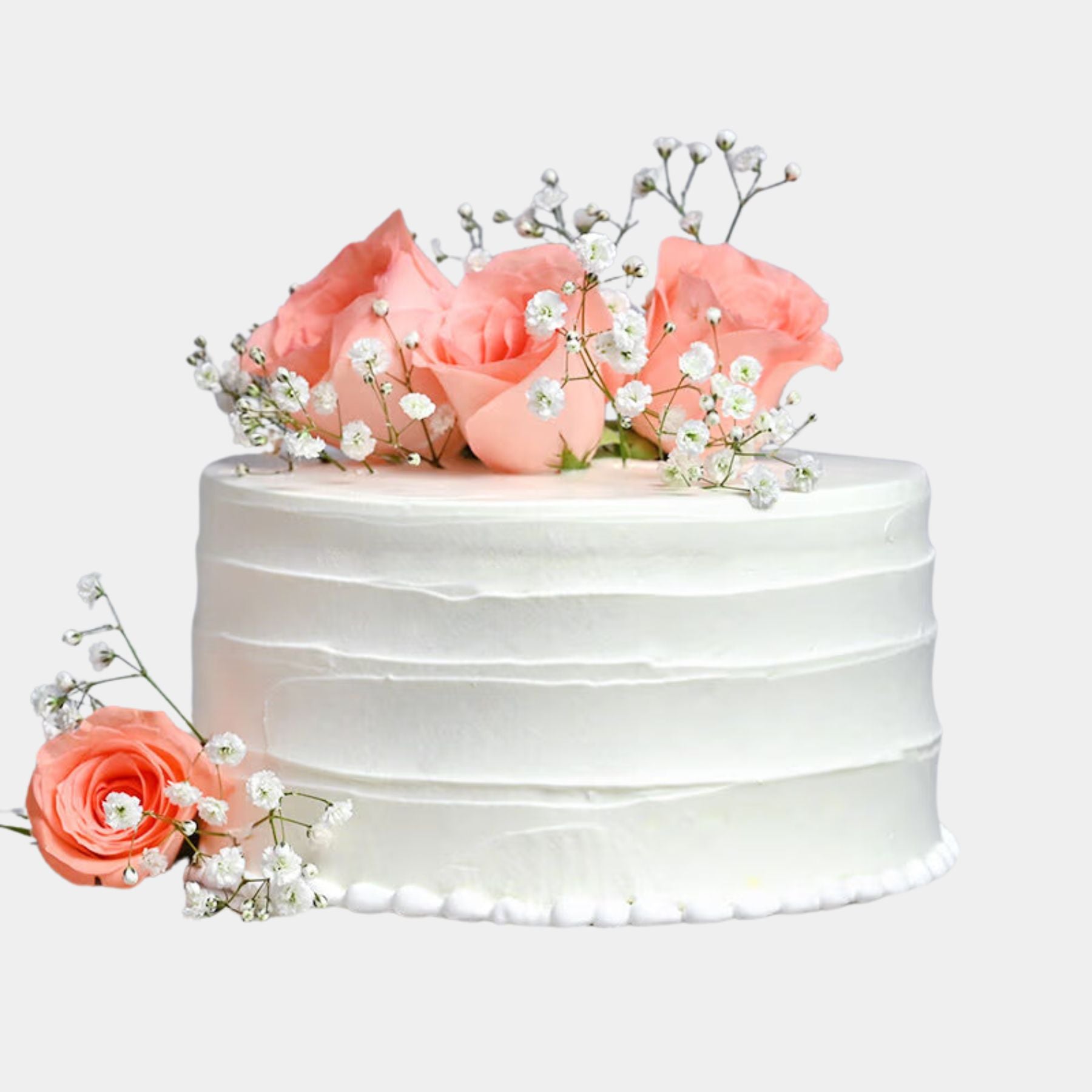 White N Pink Blooms Cake