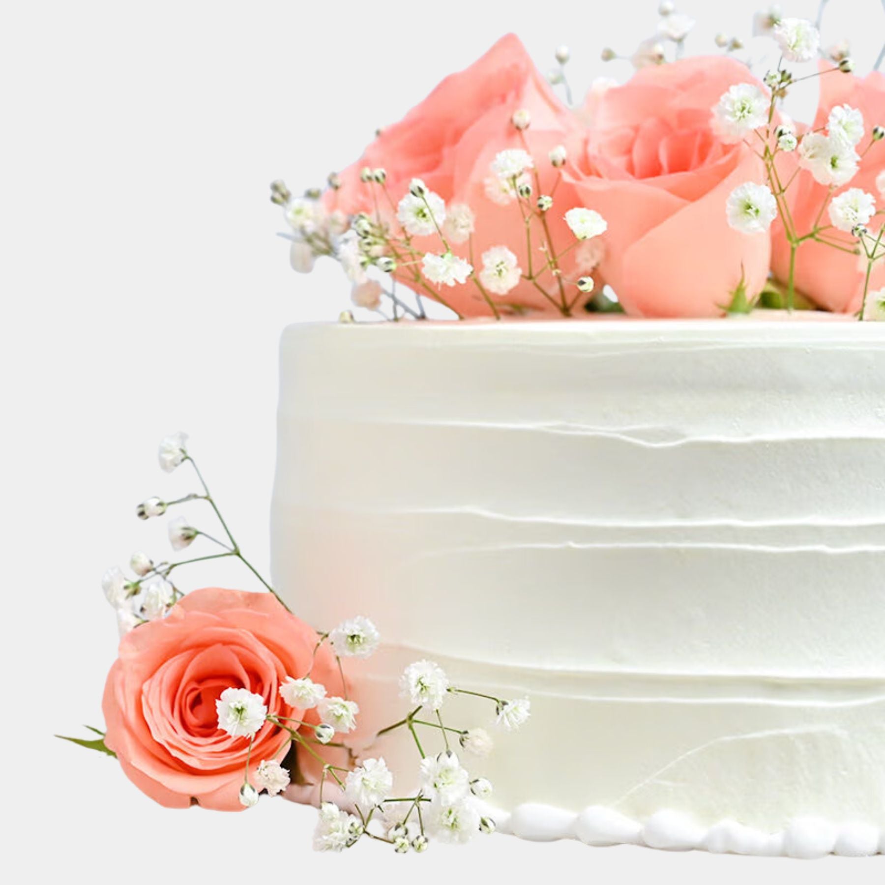 White N Pink Blooms Cake