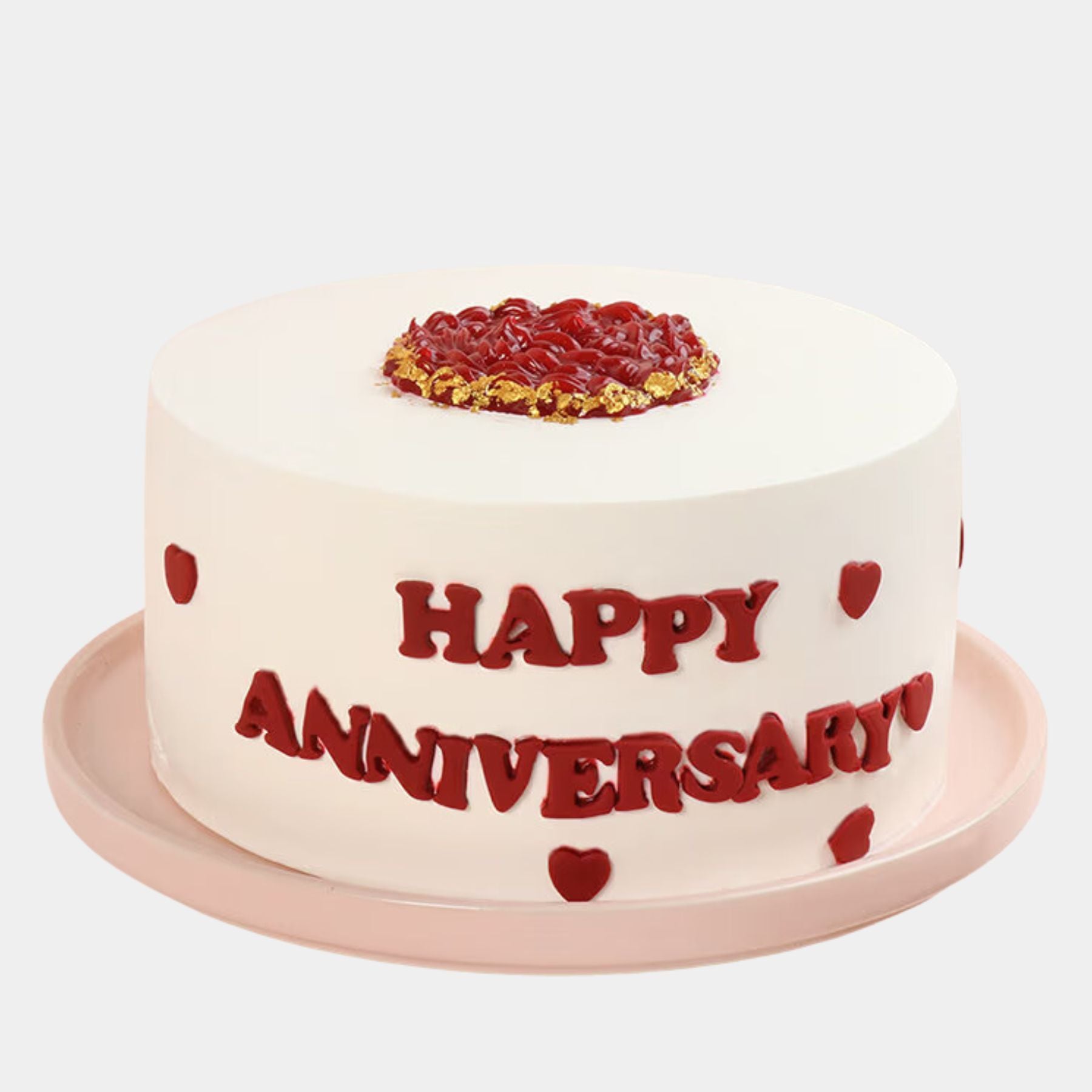 White N Red Happy Anniversary Cake